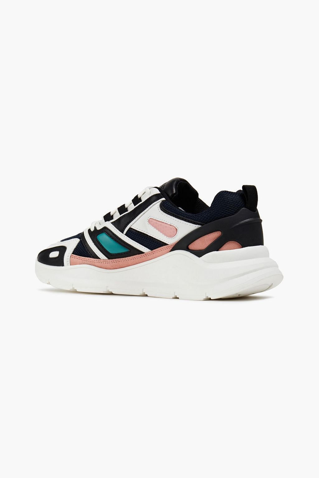SANDRO Mesh-paneled leather sneakers
