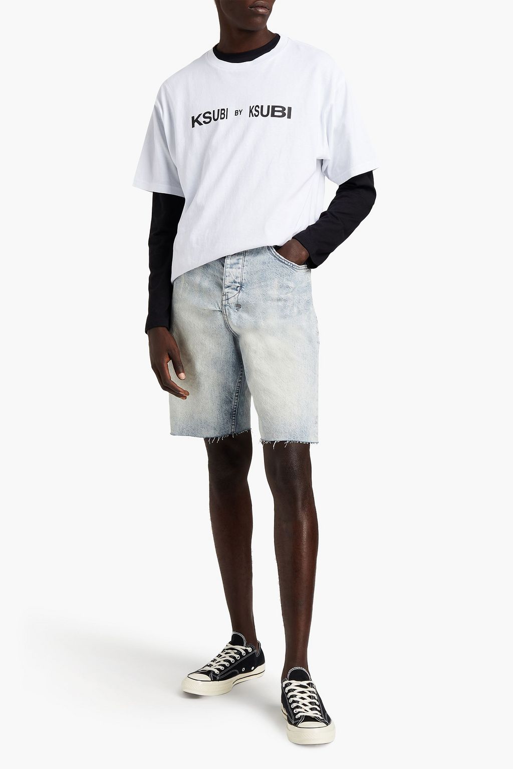 KSUBI Faded denim shorts