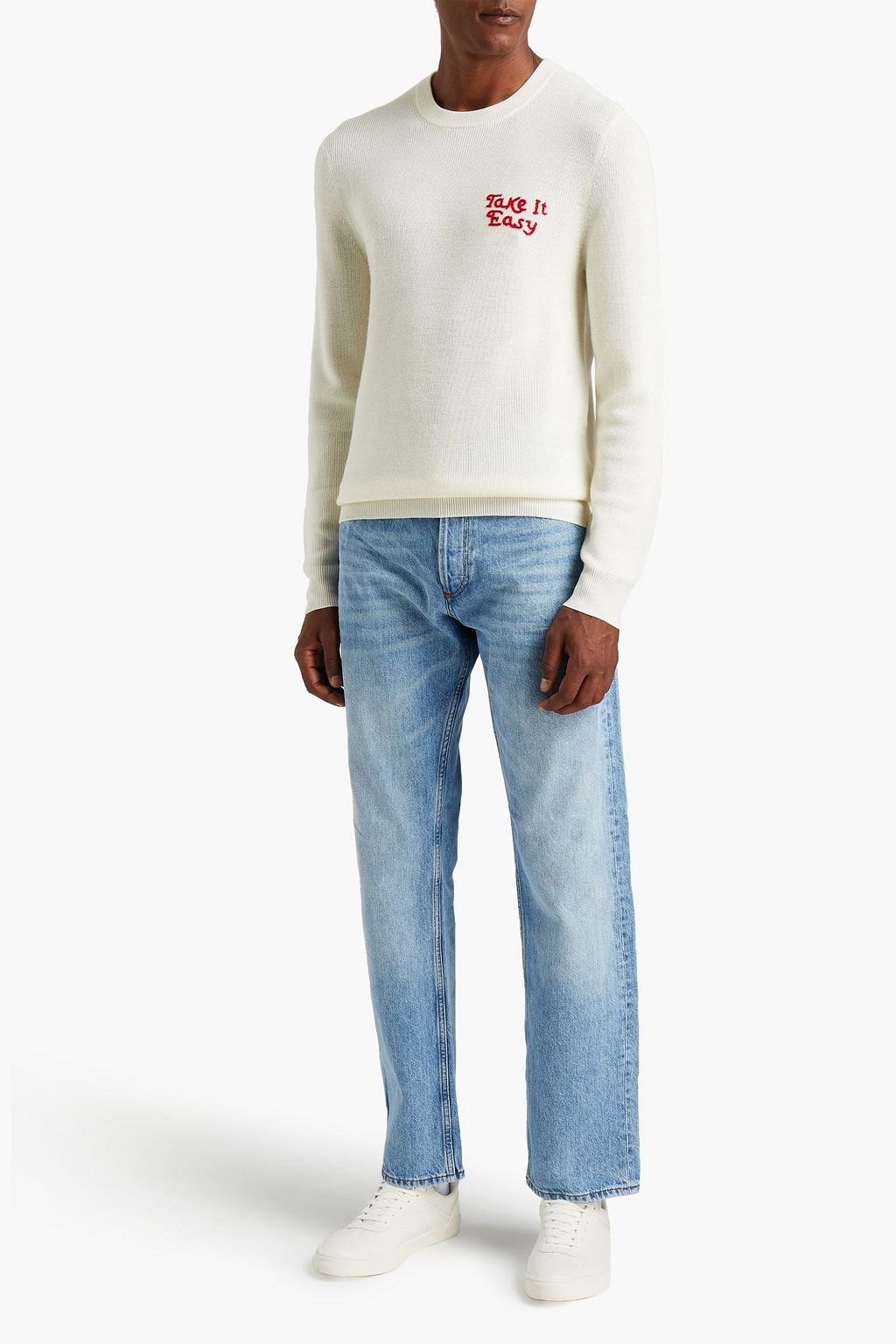 SANDRO Embroidered ribbed wool sweater