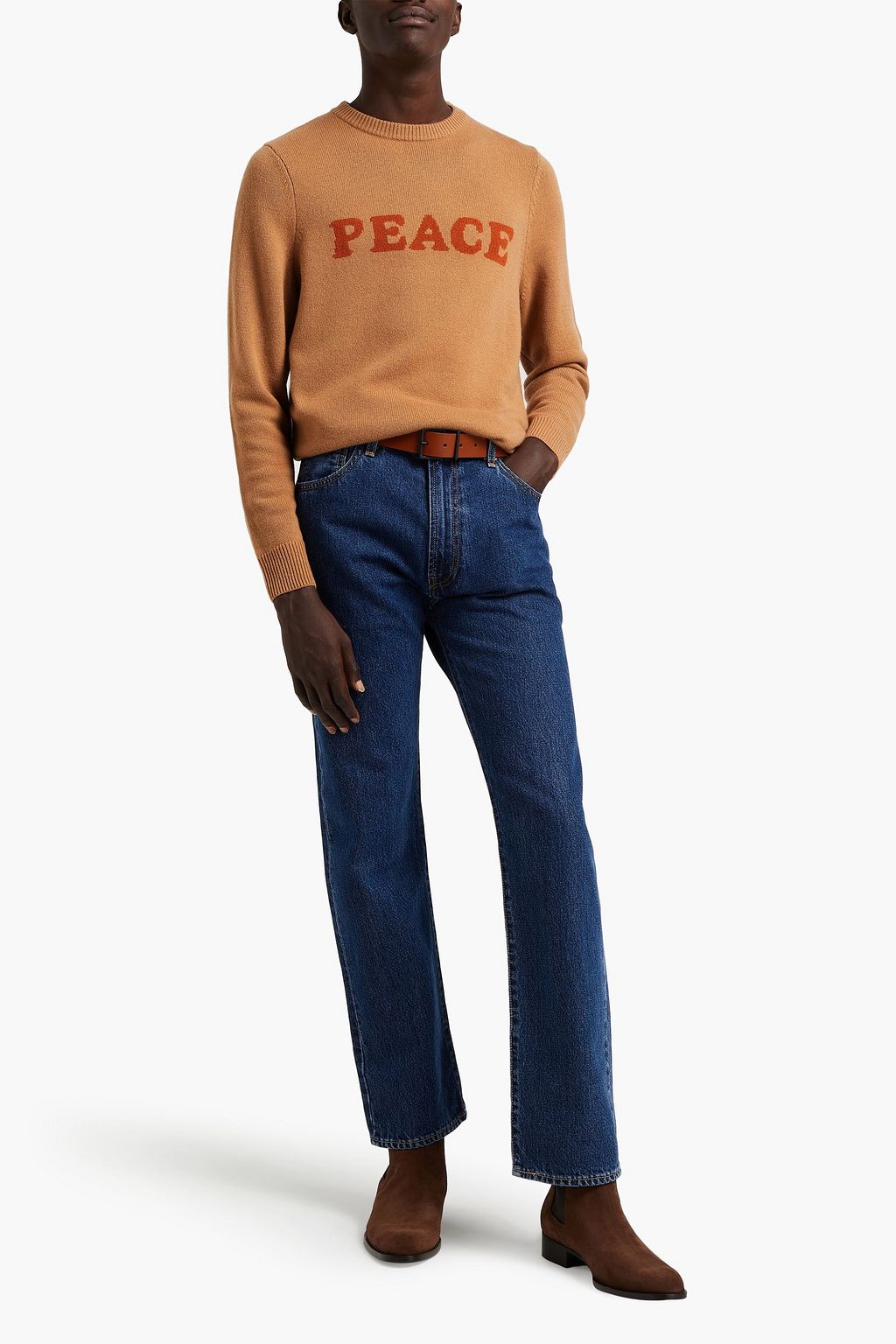 SANDRO Intarsia wool and cashmere-blend sweater