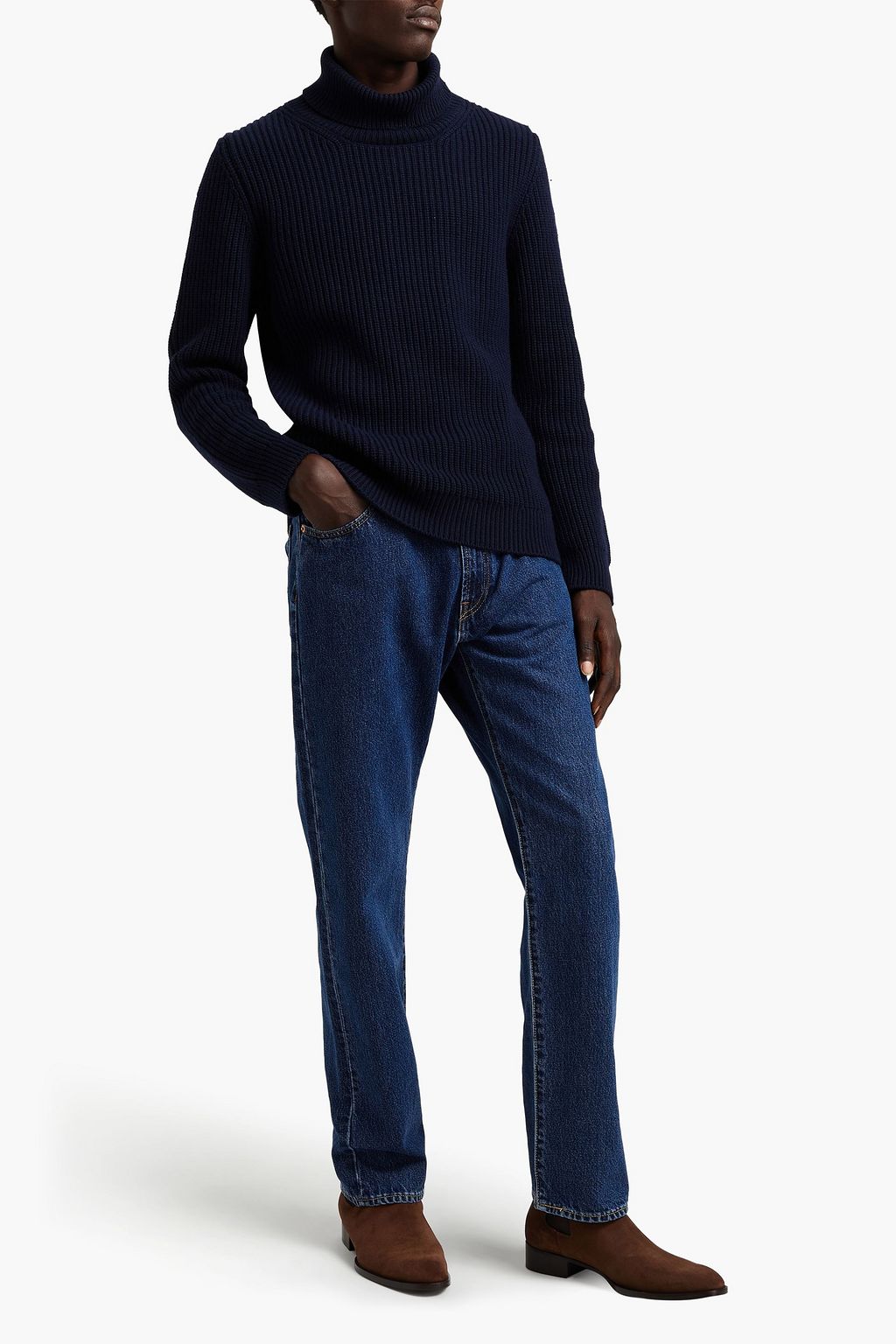 SANDRO Ribbed-knit turtleneck sweater