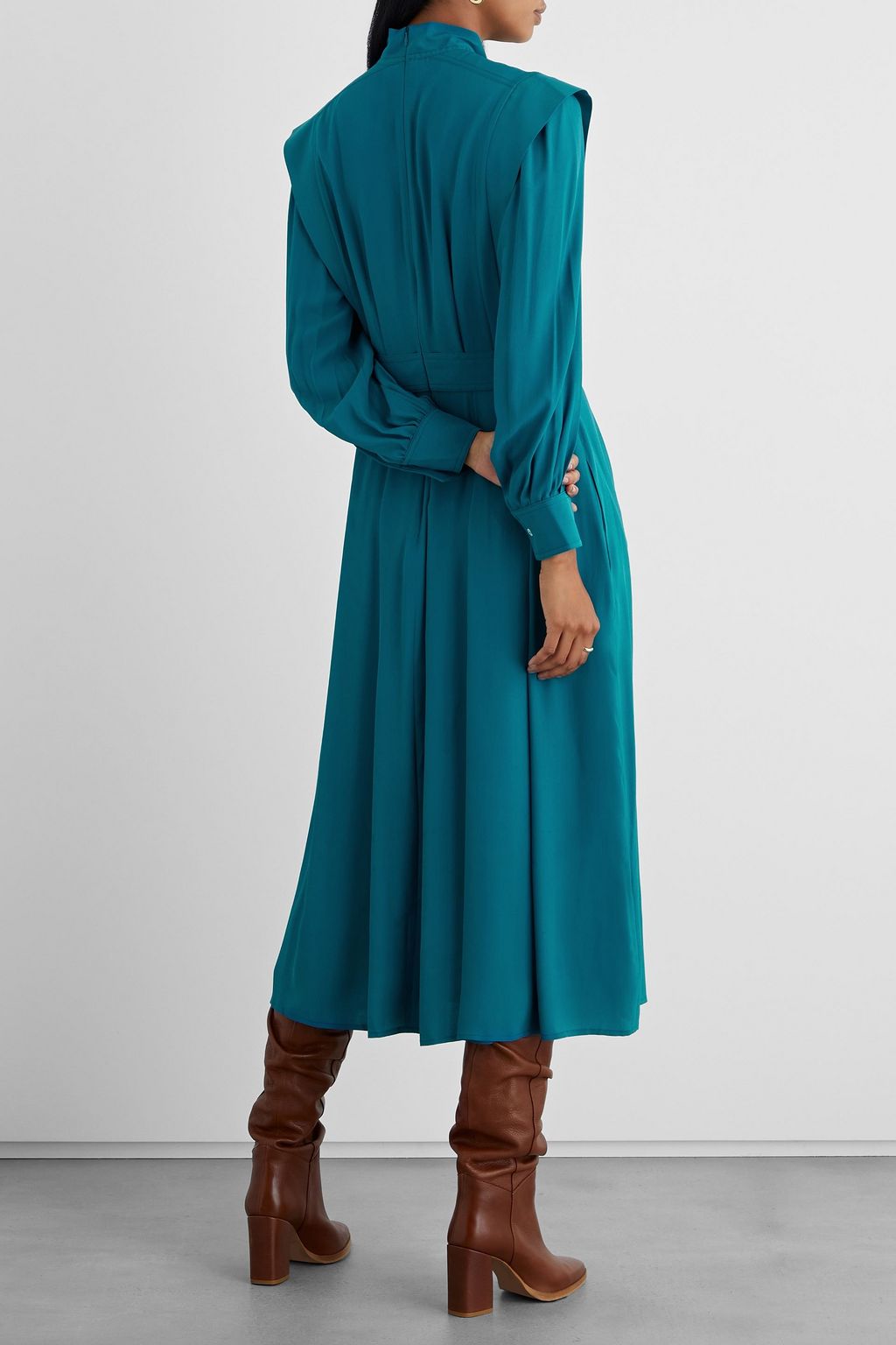 IRIS & INK Faustine pleated crepe de chine midi dress