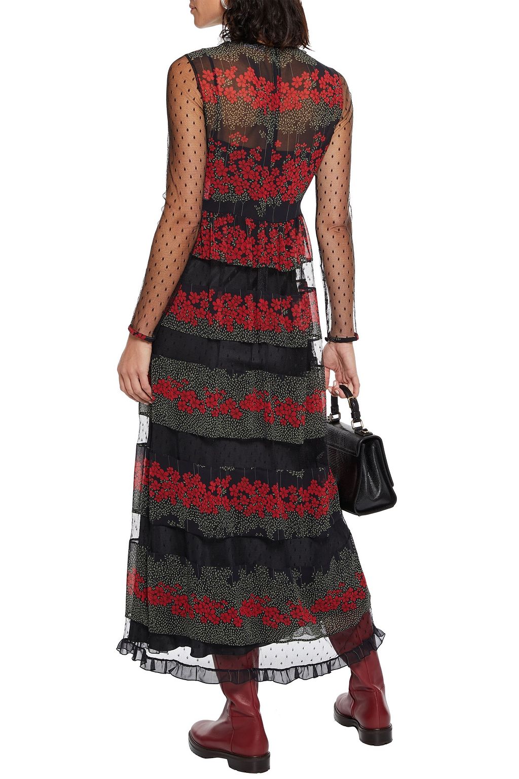 REDVALENTINO Floral-print georgette maxi dress