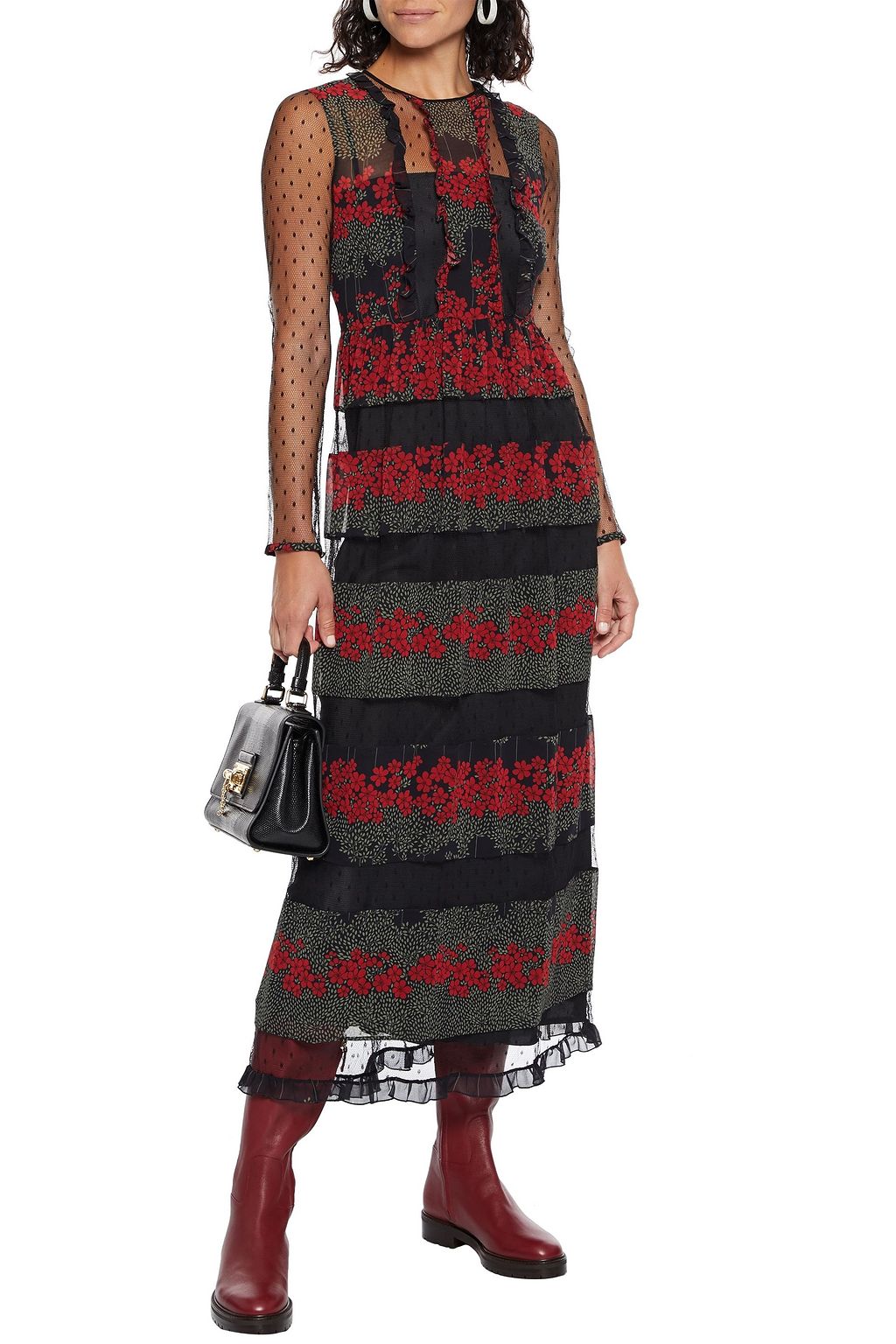 REDVALENTINO Floral-print georgette maxi dress