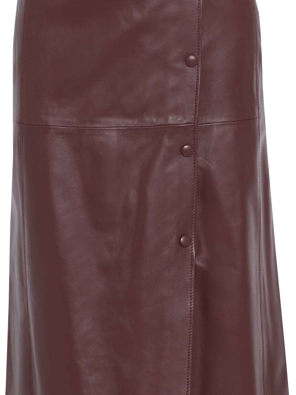 béatrice wrap-effect leather midi skirt