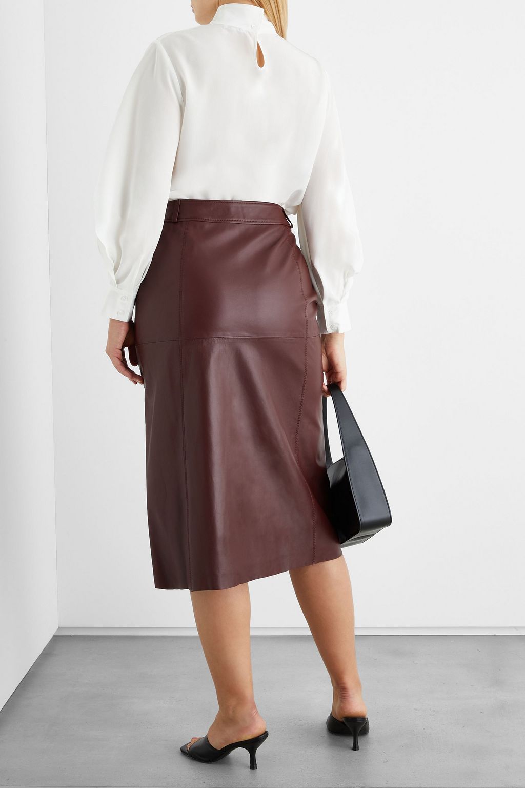IRIS & INK Béatrice wrap-effect leather midi skirt