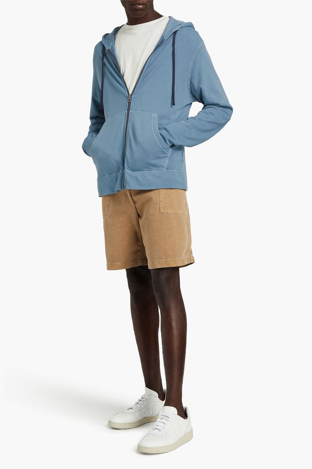 JAMES PERSE French cotton-terry drawstring zip-up hoodie