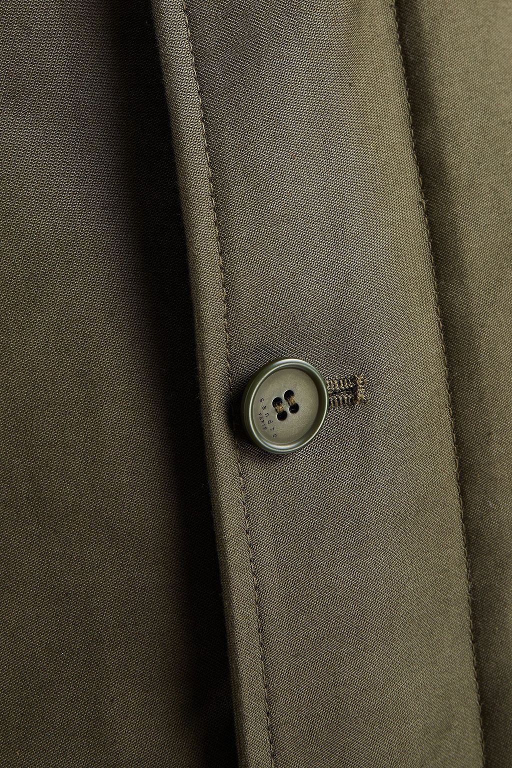SANDRO Faux shearling-lined cotton-gabardine hooded jacket