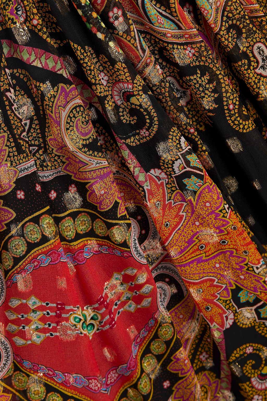 ETRO Printed metallic fil coupé silk-blend midi skirt and sleeves set