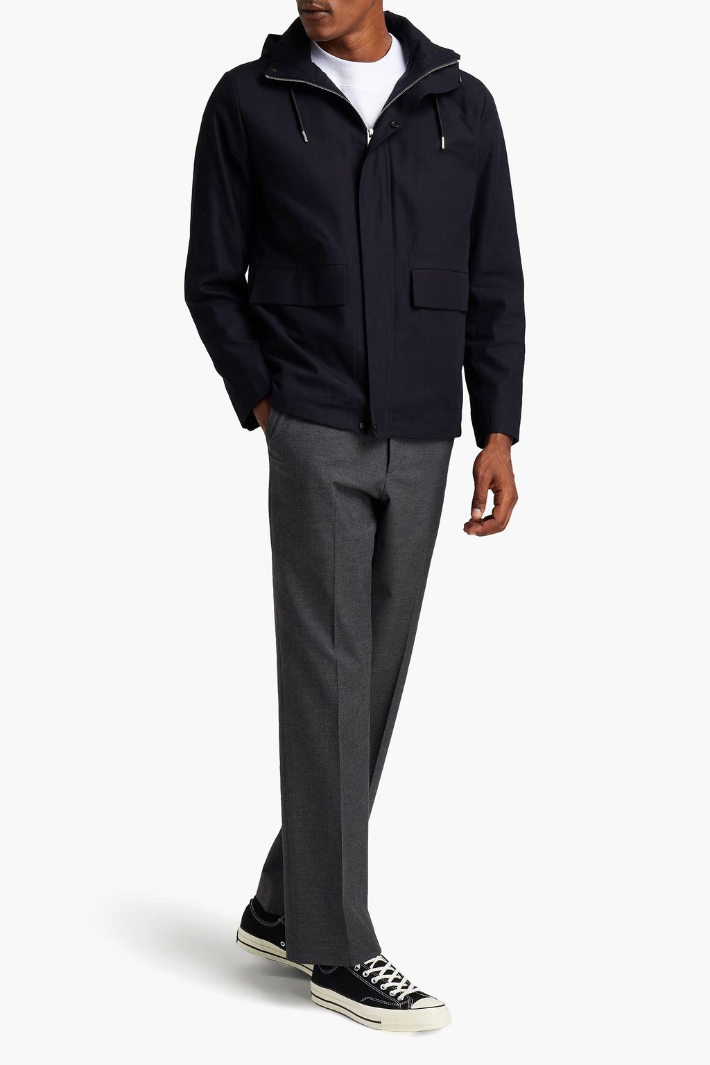 SANDRO Deck Kapuzenjacke aus Baumwoll-Gabardine