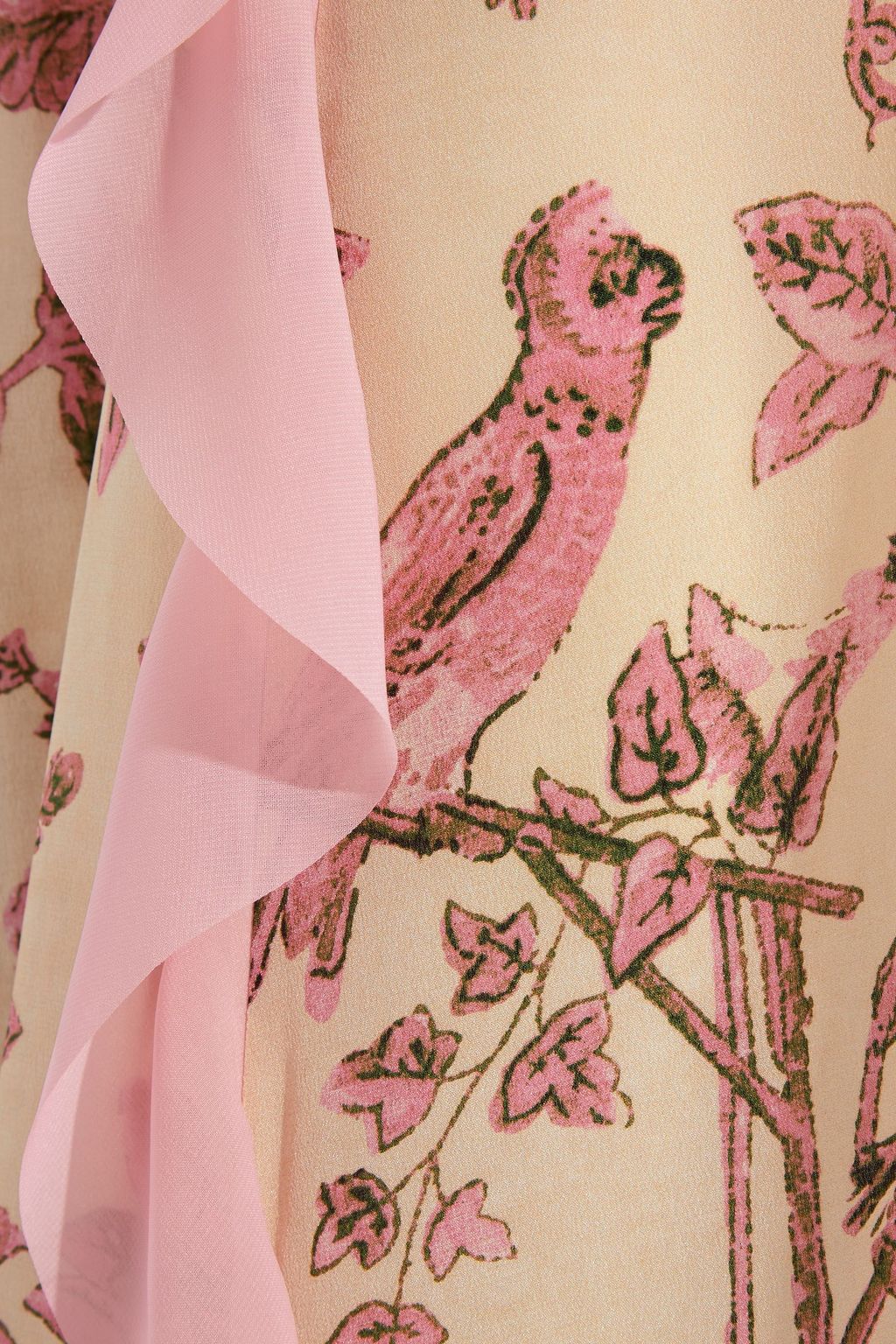 REDVALENTINO Ruffle-trimmed printed silk crepe de chine midi dress