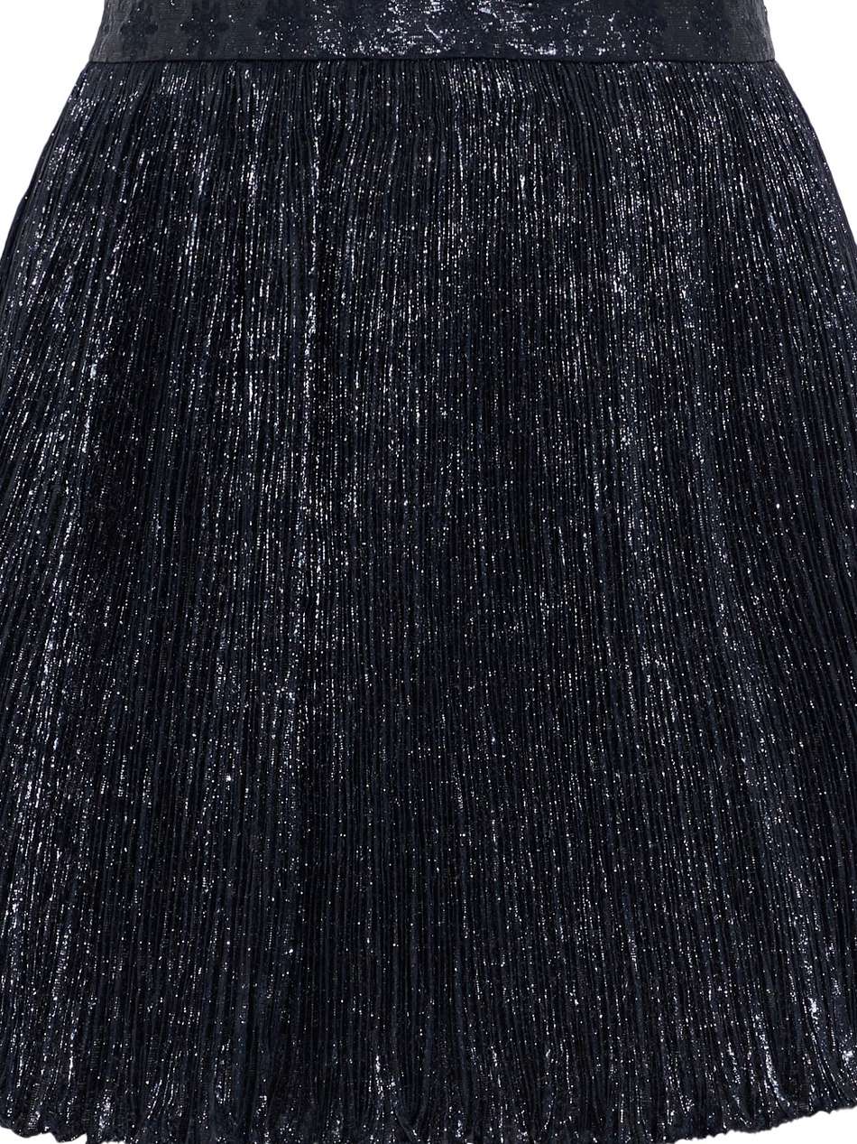 layered metallic plissé-jacquard shorts