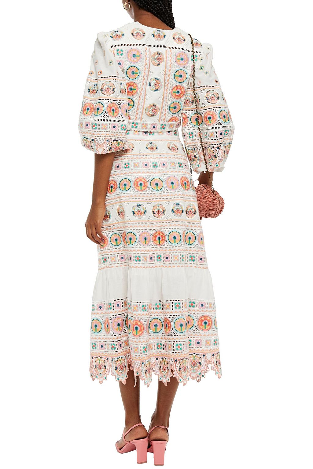 ZIMMERMANN Embroidered broderie anglaise cotton midi skirt
