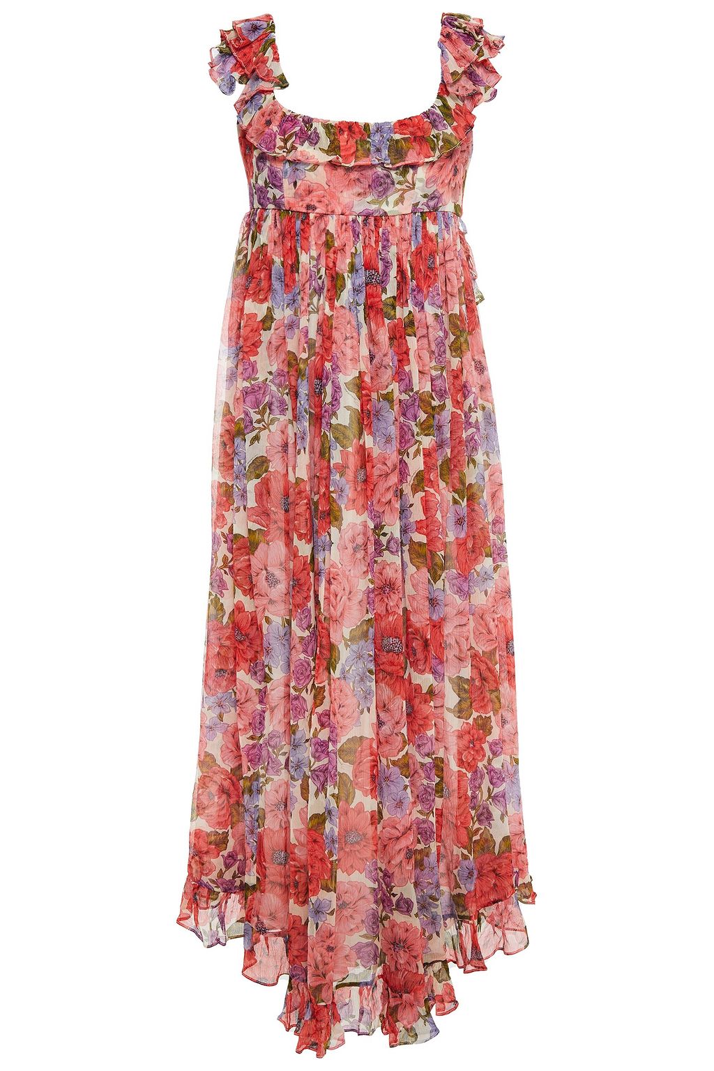 ZIMMERMANN Ruffled floral-print silk-crepon maxi dress | THE OUTNET