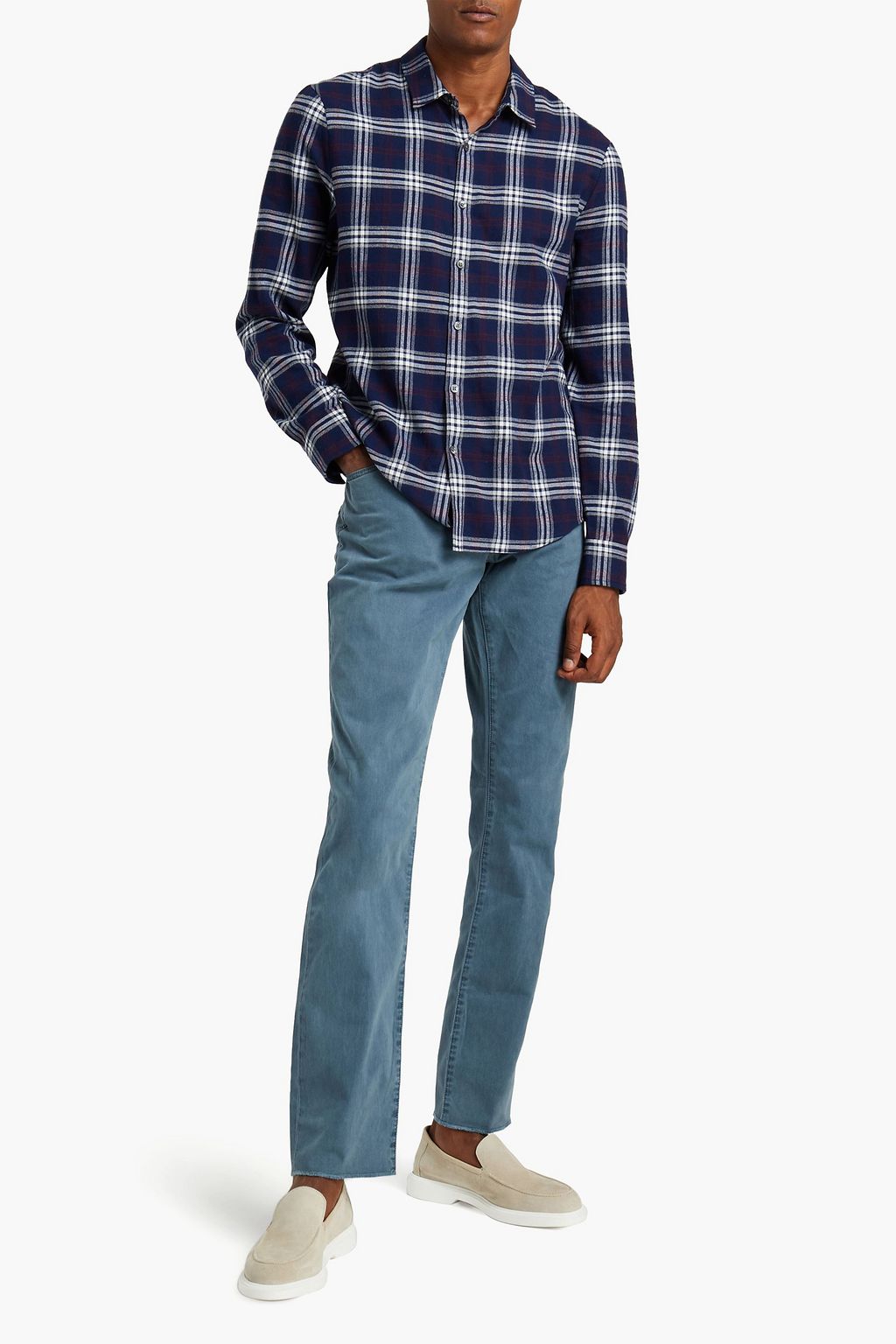 JAMES PERSE Slim-fit checked cotton-flannel shirt