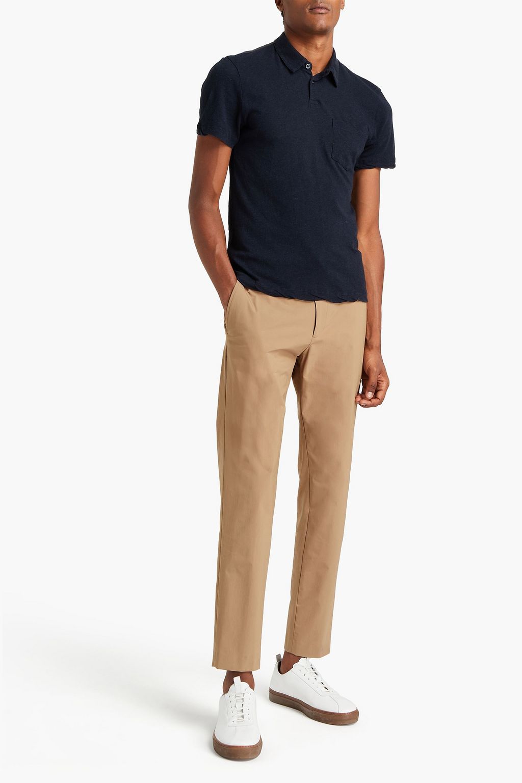 JAMES PERSE Brushed mélange cotton-jersey polo shirt
