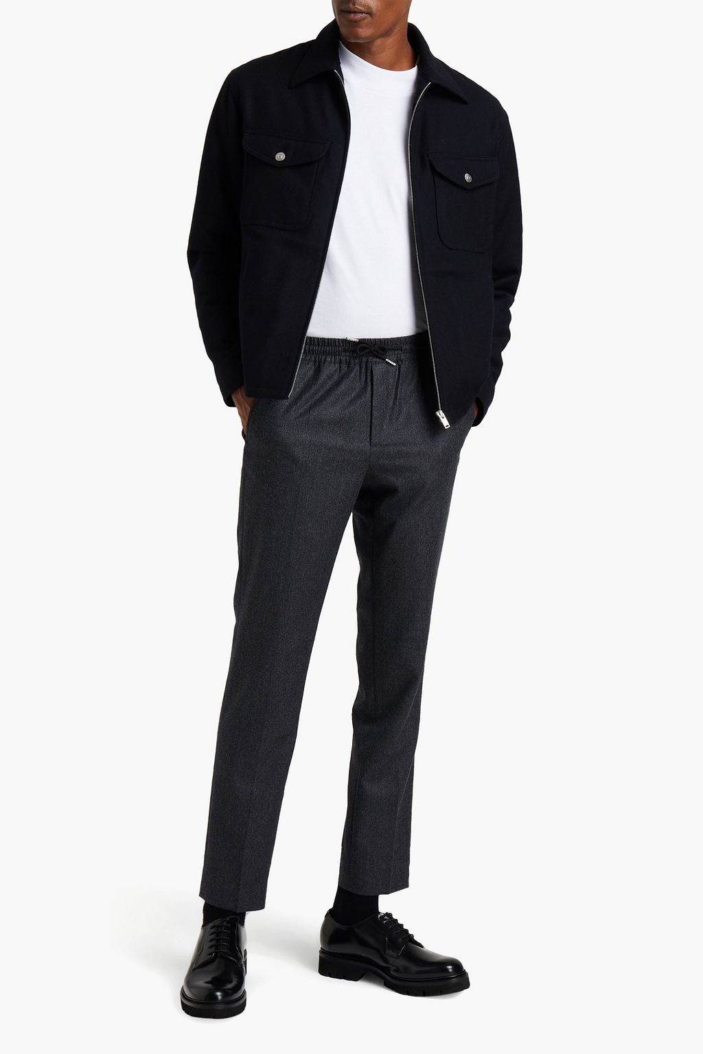 SANDRO Alpha wool-flannel tapered pants