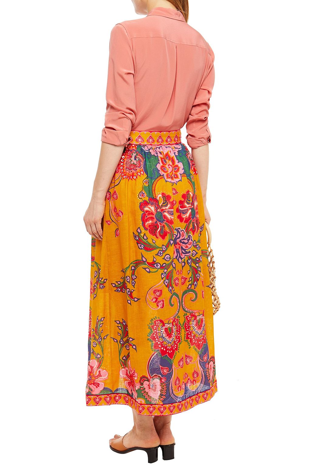 ZIMMERMANN The Lovestruck belted printed linen midi skirt
