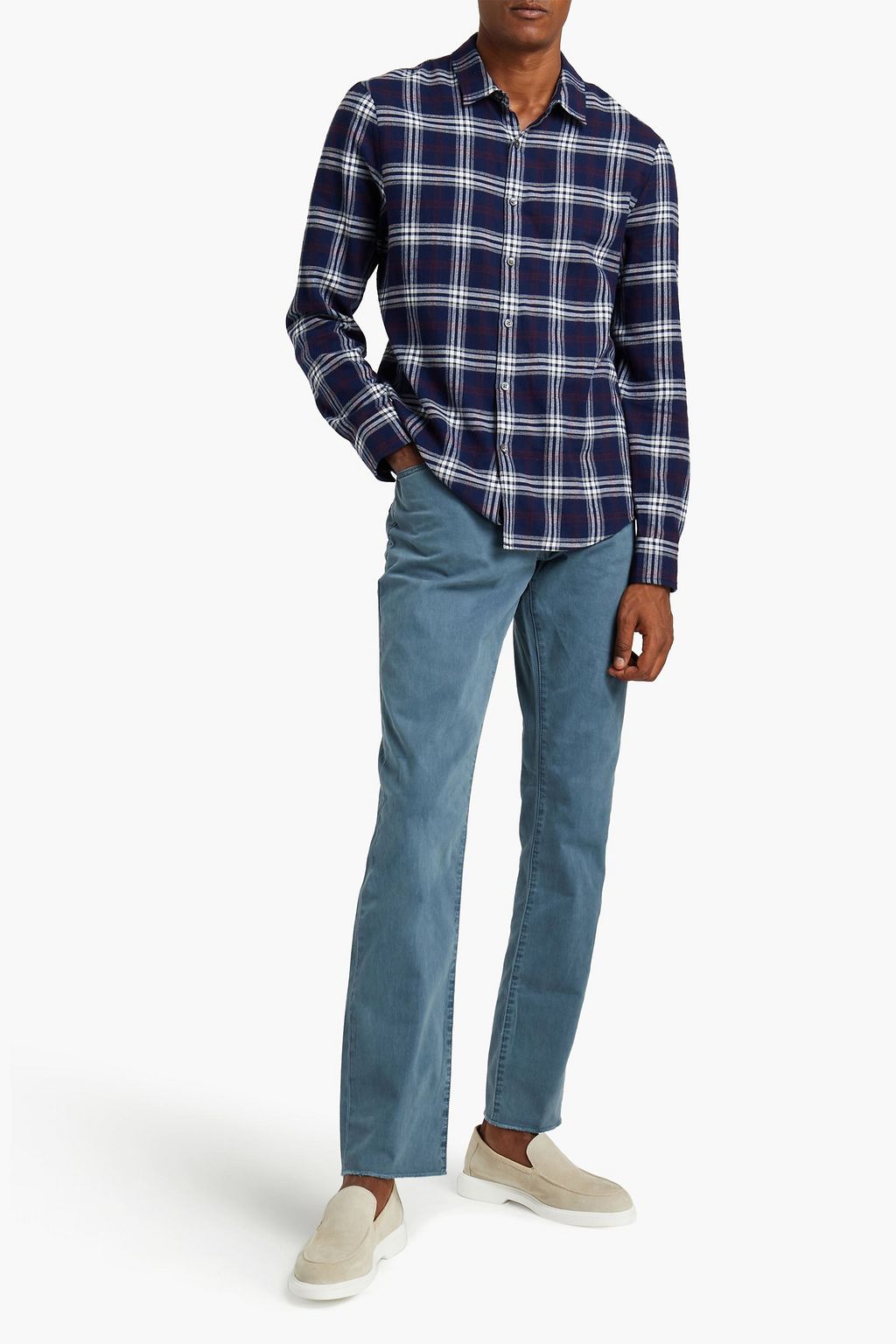 JAMES PERSE Slim-fit brushed stretch-cotton twill pants