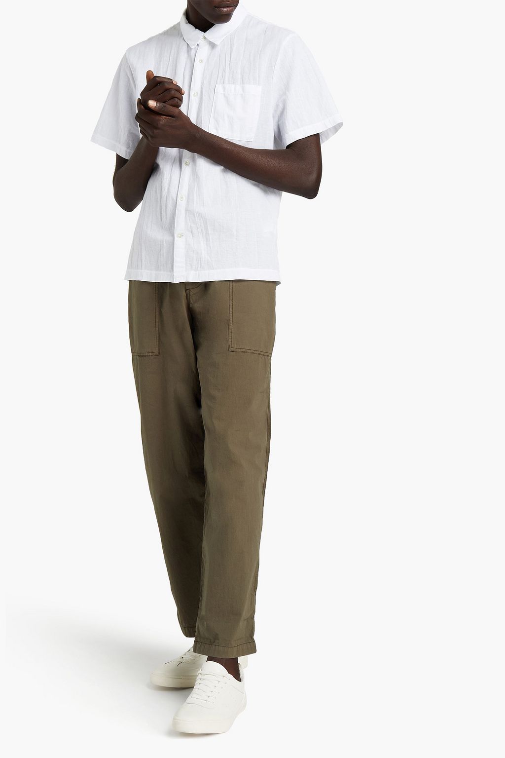 JAMES PERSE Jersey-paneled stretch-cotton poplin pants