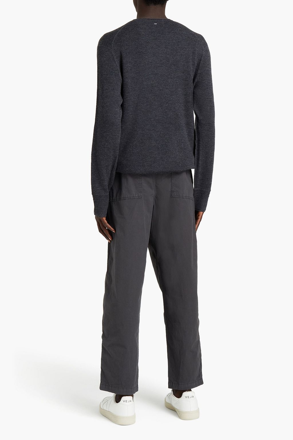JAMES PERSE Mixed Media jersey-paneled stretch-cotton poplin drawstring pants