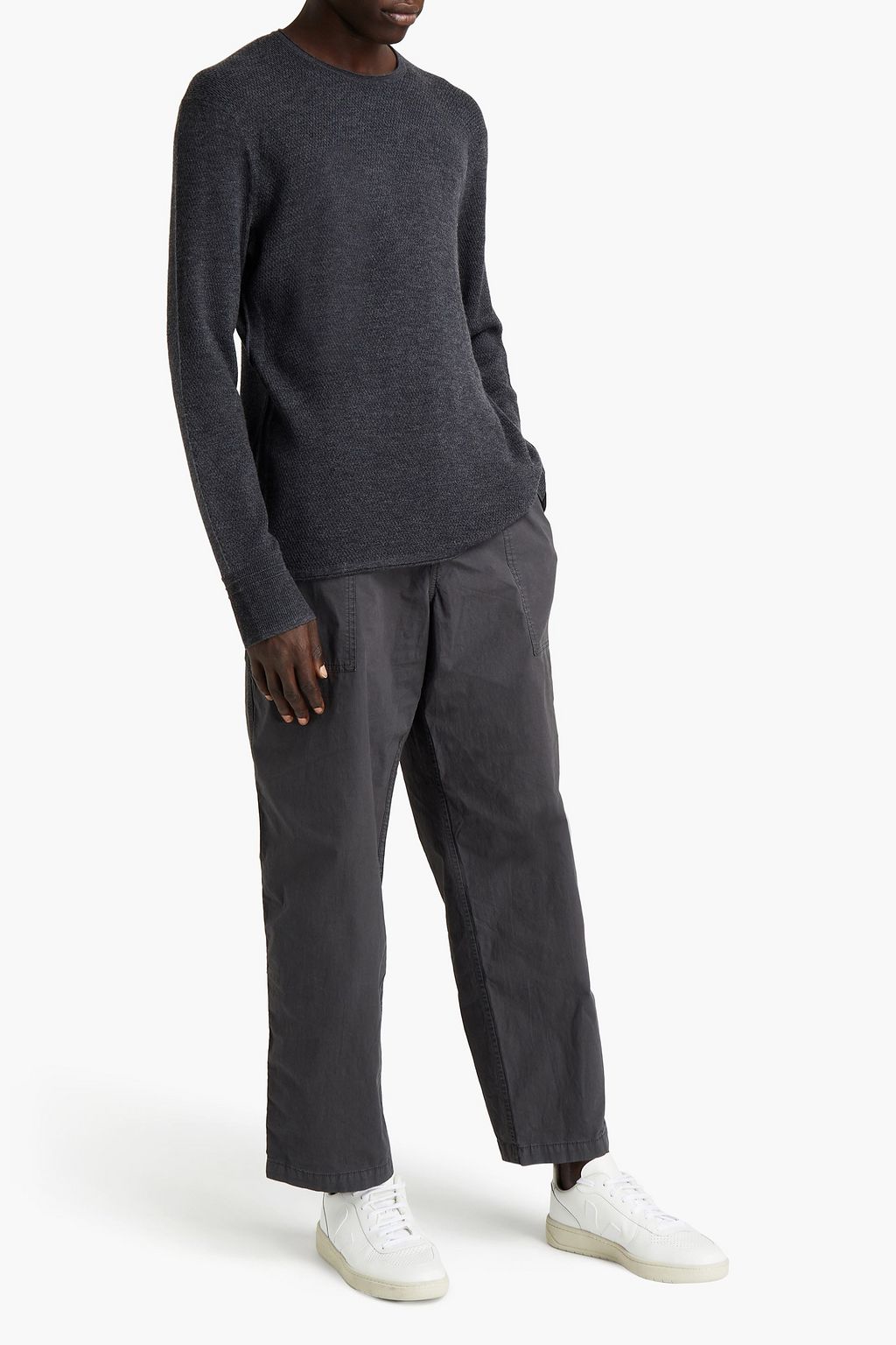JAMES PERSE Mixed Media jersey-paneled stretch-cotton poplin drawstring pants