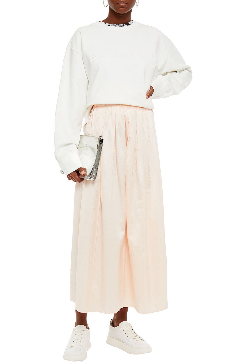 MM6 MAISON MARGIELA Pleated crinkled-satin midi skirt