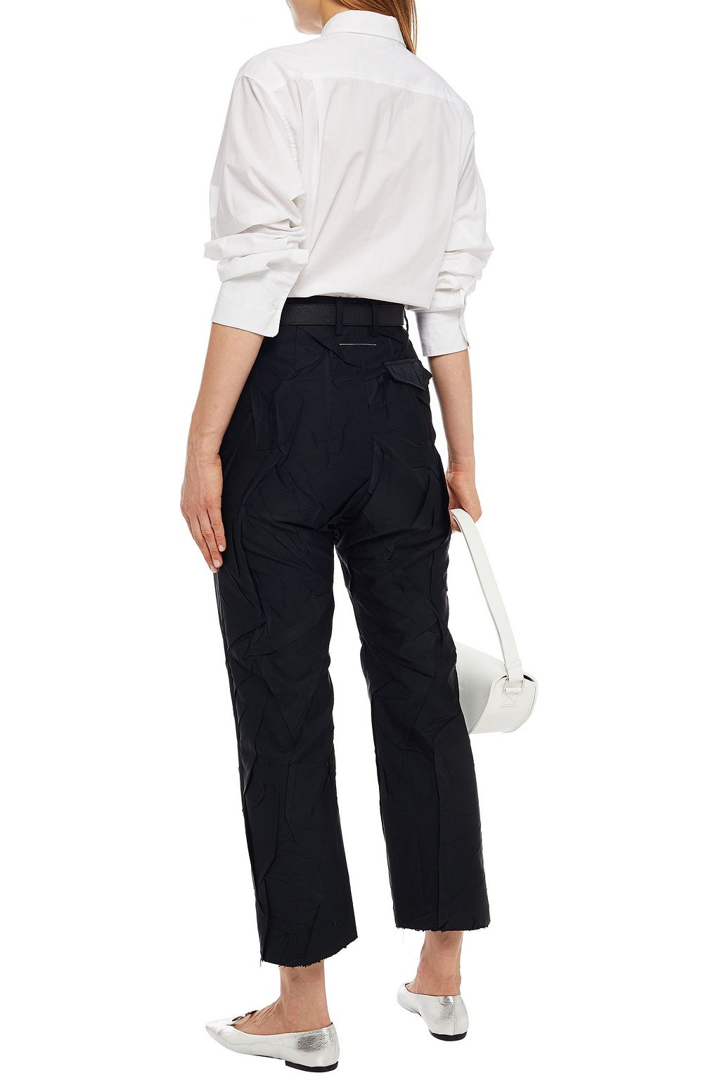 MM6 MAISON MARGIELA Cropped crinkled taffeta straight-leg pants