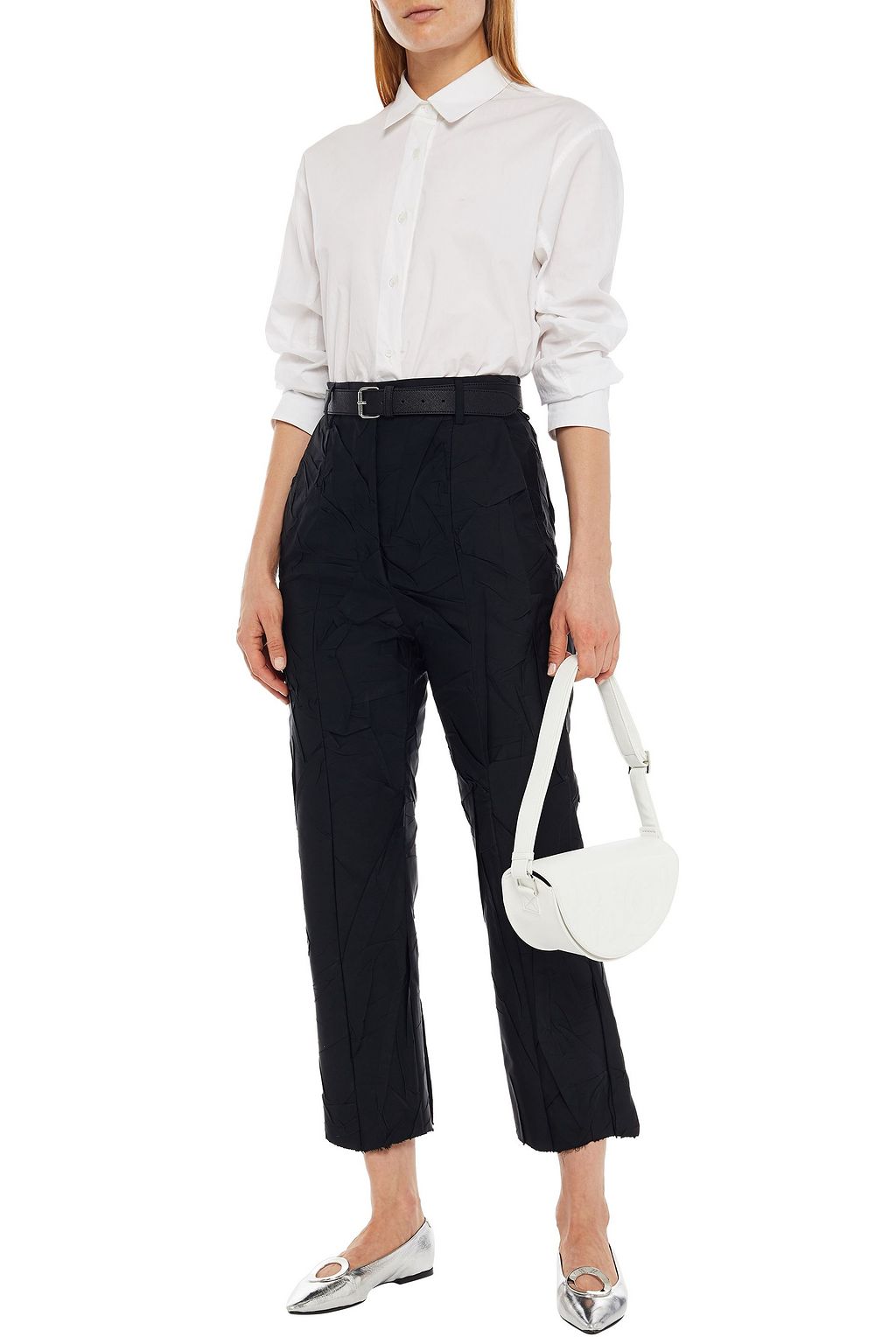 MM6 MAISON MARGIELA Cropped crinkled taffeta straight-leg pants