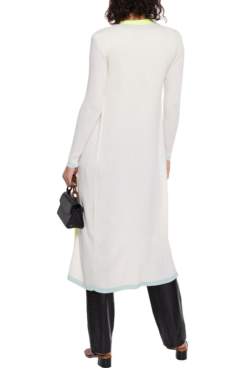 ALICE + OLIVIA Aria neon-trimmed ribbed-knit cardigan