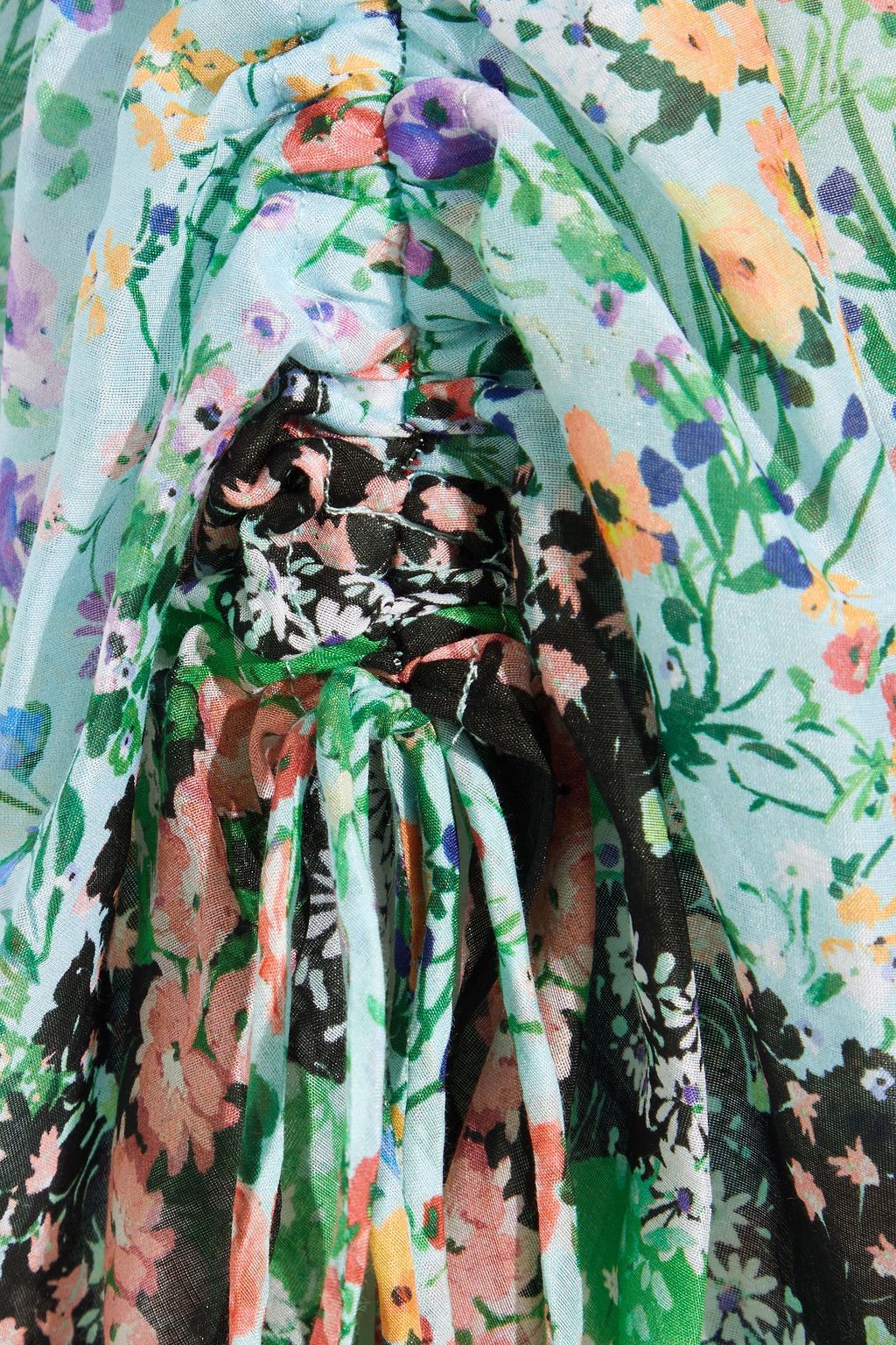 ALICE + OLIVIA فستان "أرليندا" متوسط الطول بطبقات من مزيج الحرير والقطن المطبّع بالورود