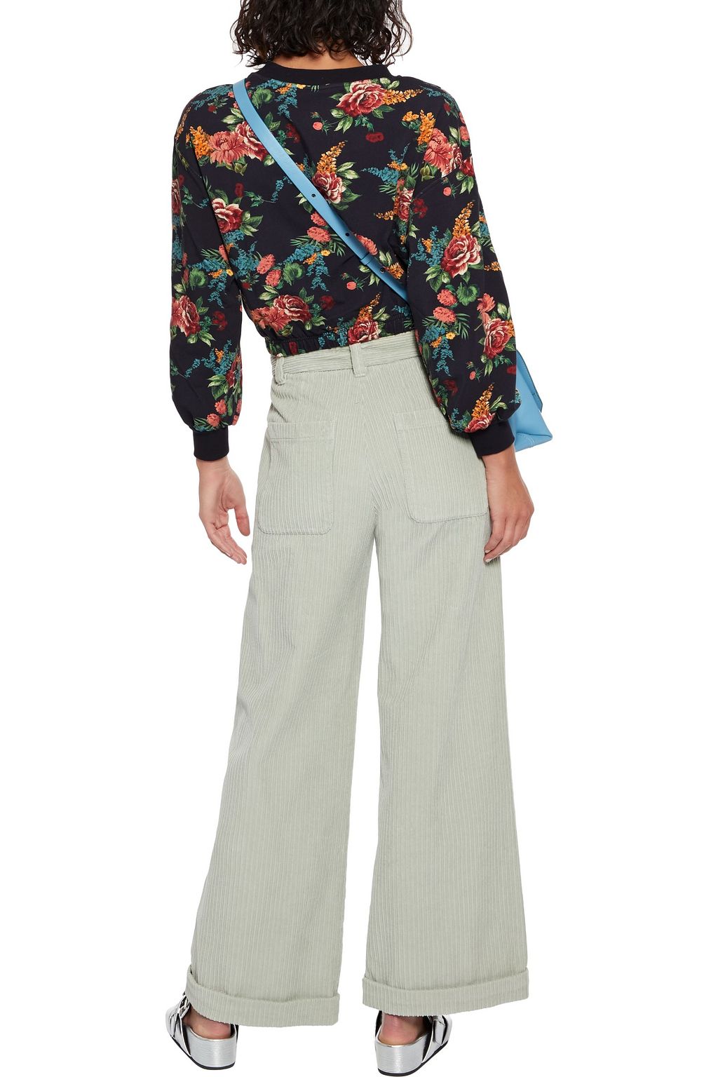 ALICE + OLIVIA Bernetta cropped floral-print French cotton-blend terry sweatshirt