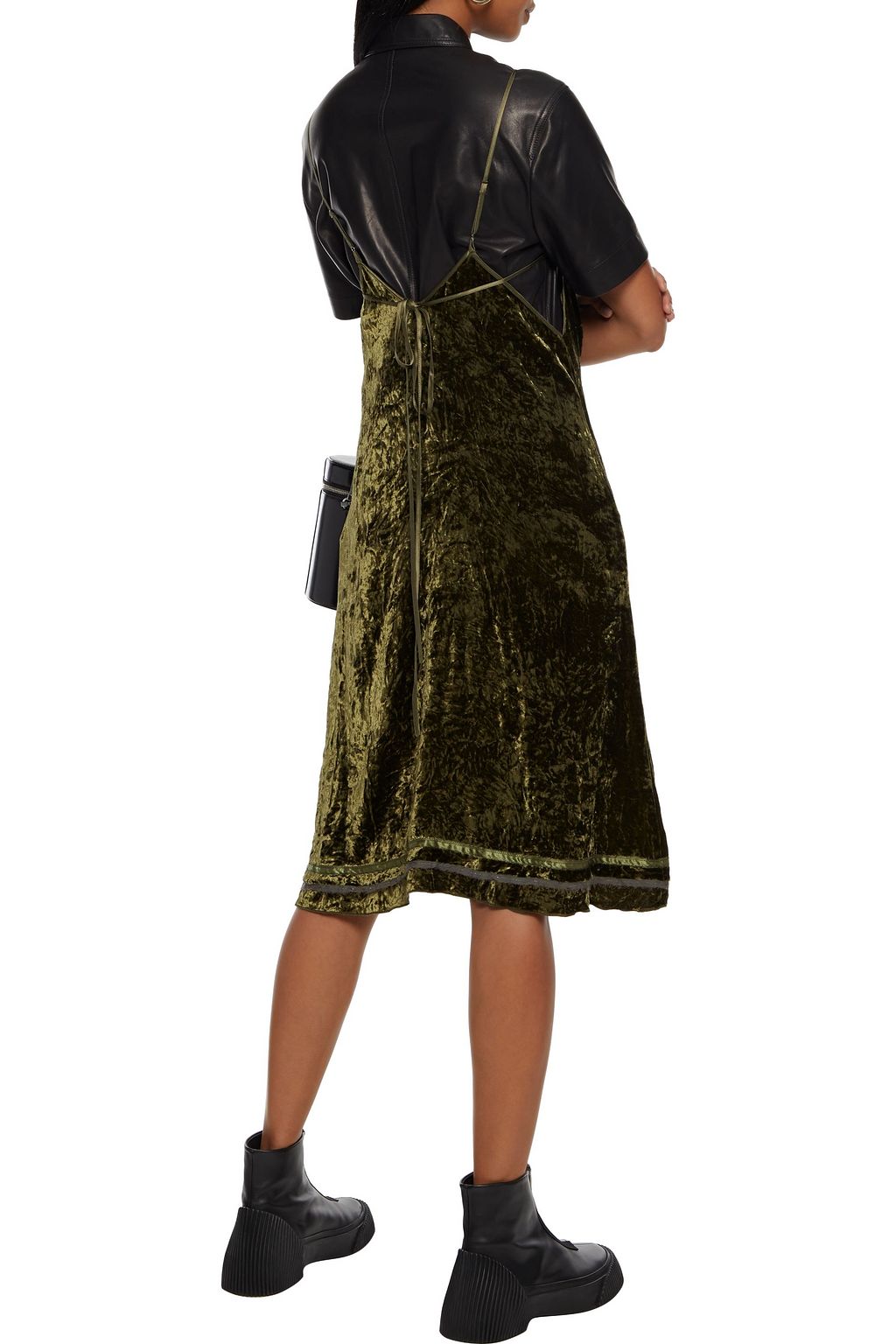 R13 Satin-trimmed crushed-velvet slip dress