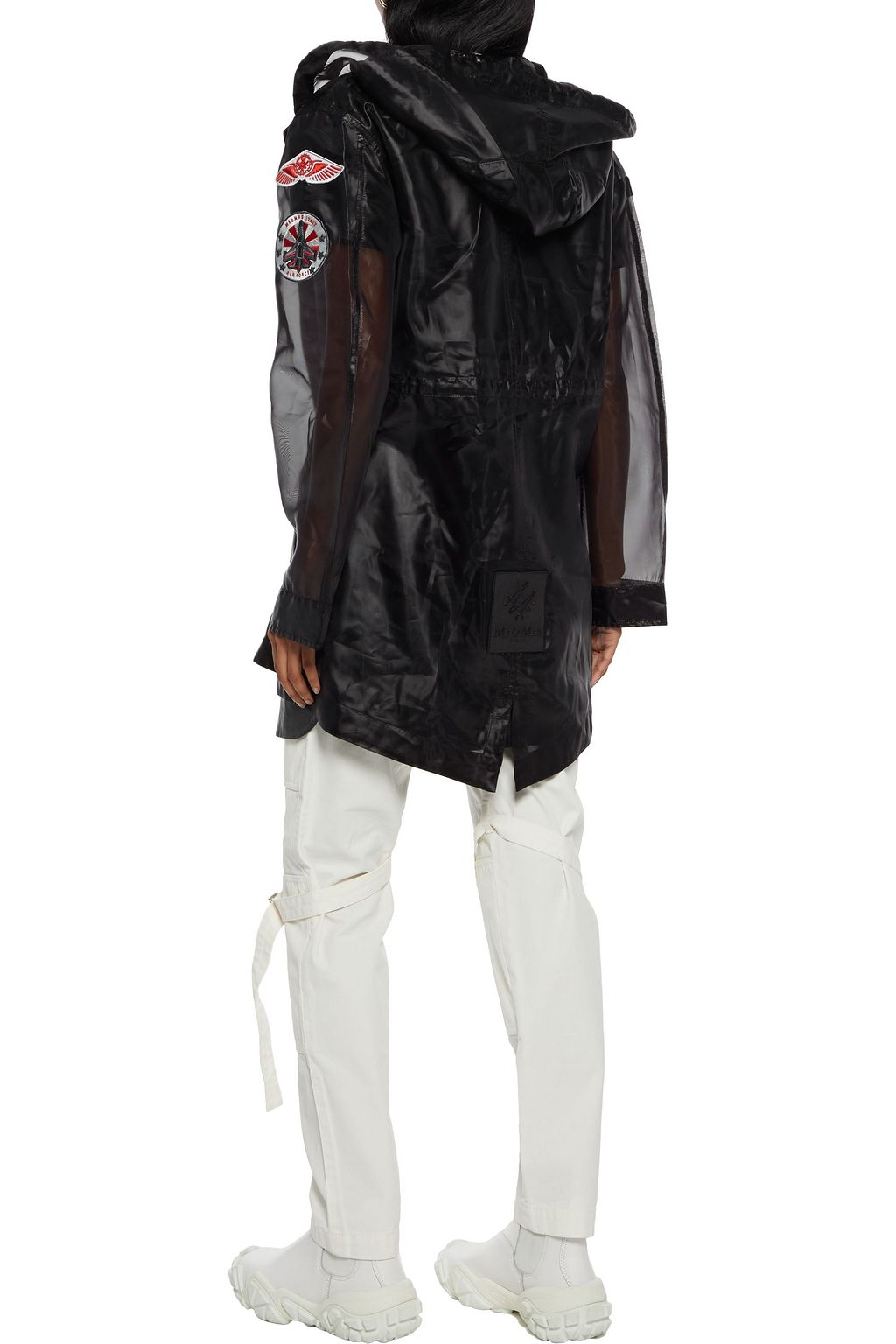 MR & MRS ITALY Appliquéd organza hooded parka