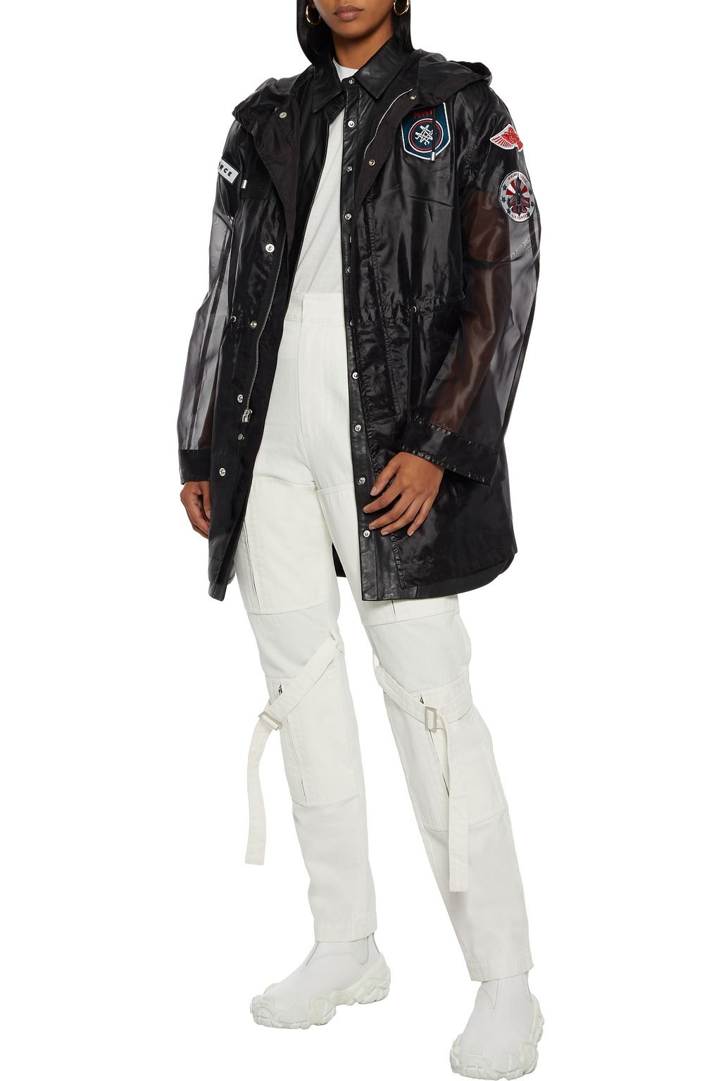 MR & MRS ITALY Appliquéd organza hooded parka
