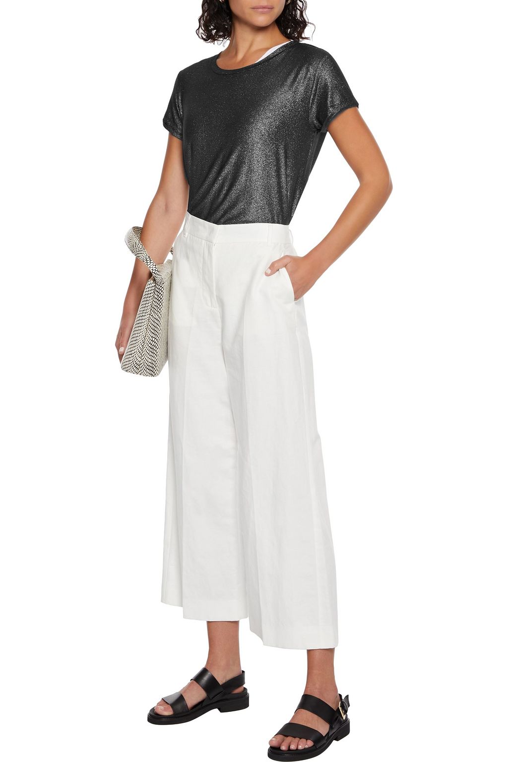MAJESTIC FILATURES Layered metallic stretch-jersey T-shirt