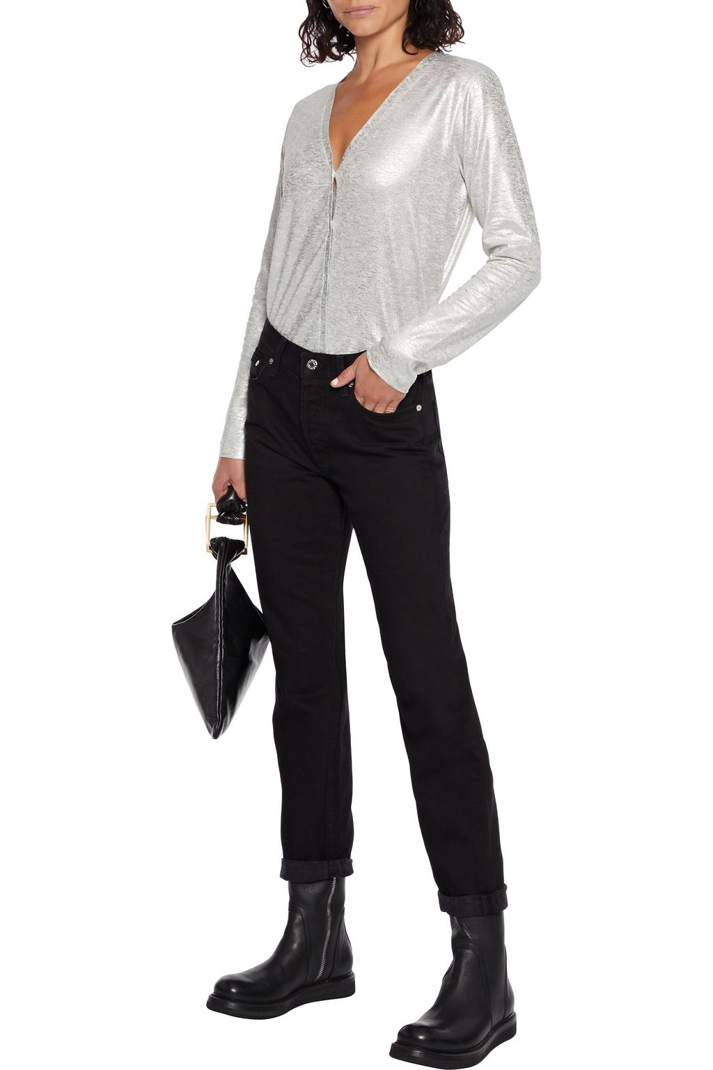 MAJESTIC FILATURES Metallic stretch-linen jersey cardigan