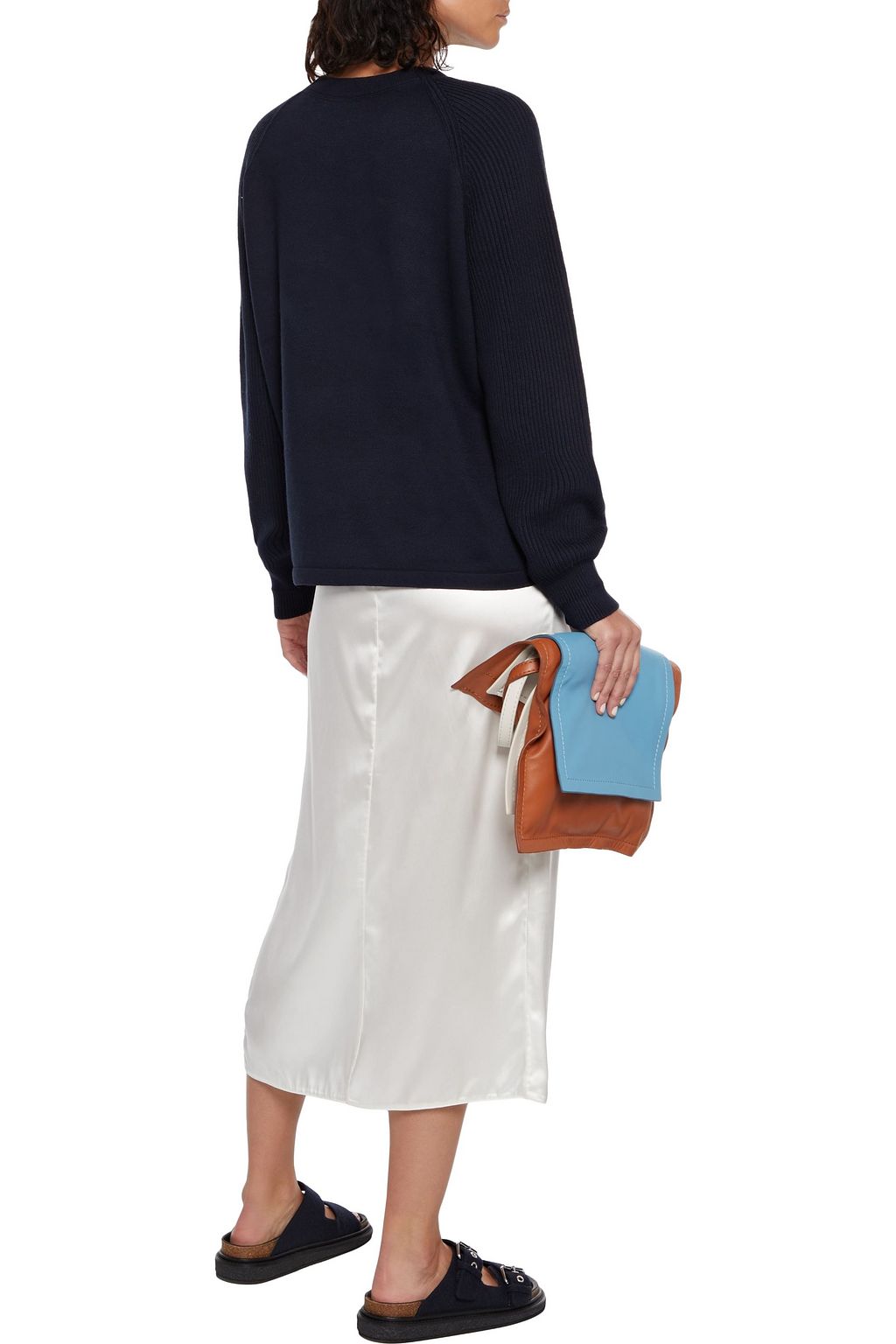VINCE. Ribbed knit-paneled French cotton-terry sweatshirt