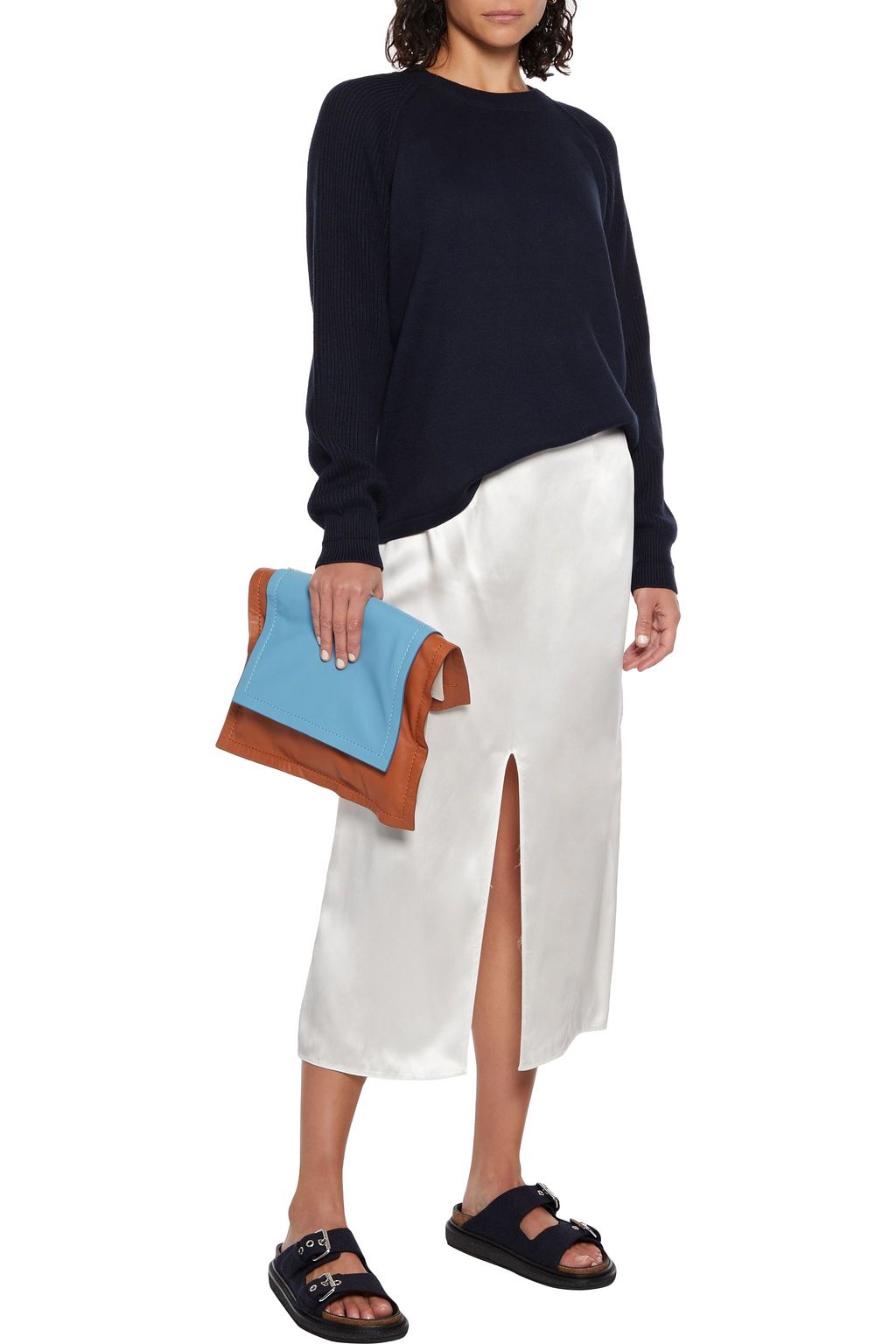 VINCE. Ribbed knit-paneled French cotton-terry sweatshirt