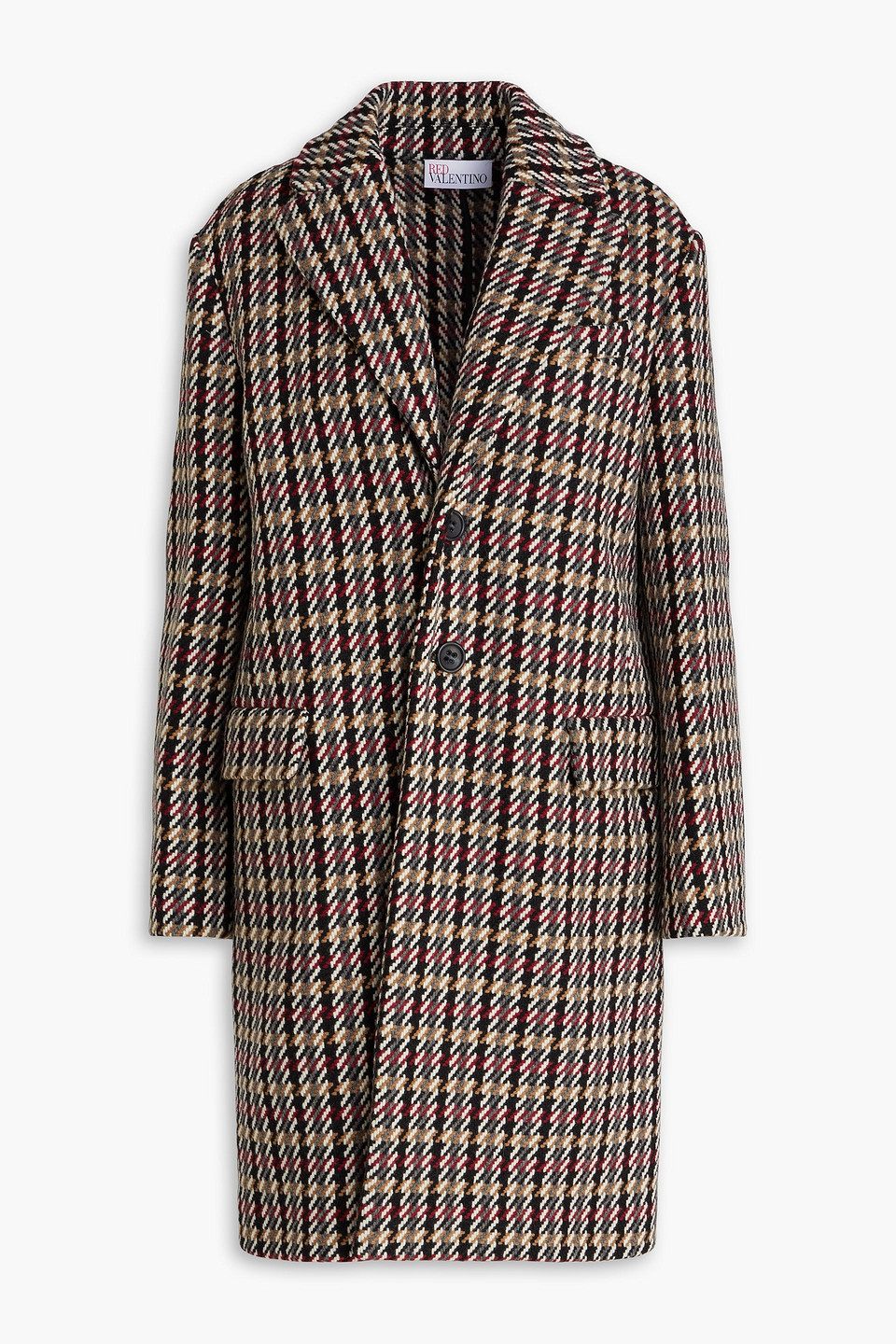 Red Valentino Wool-blend Tweed Coat In Brown