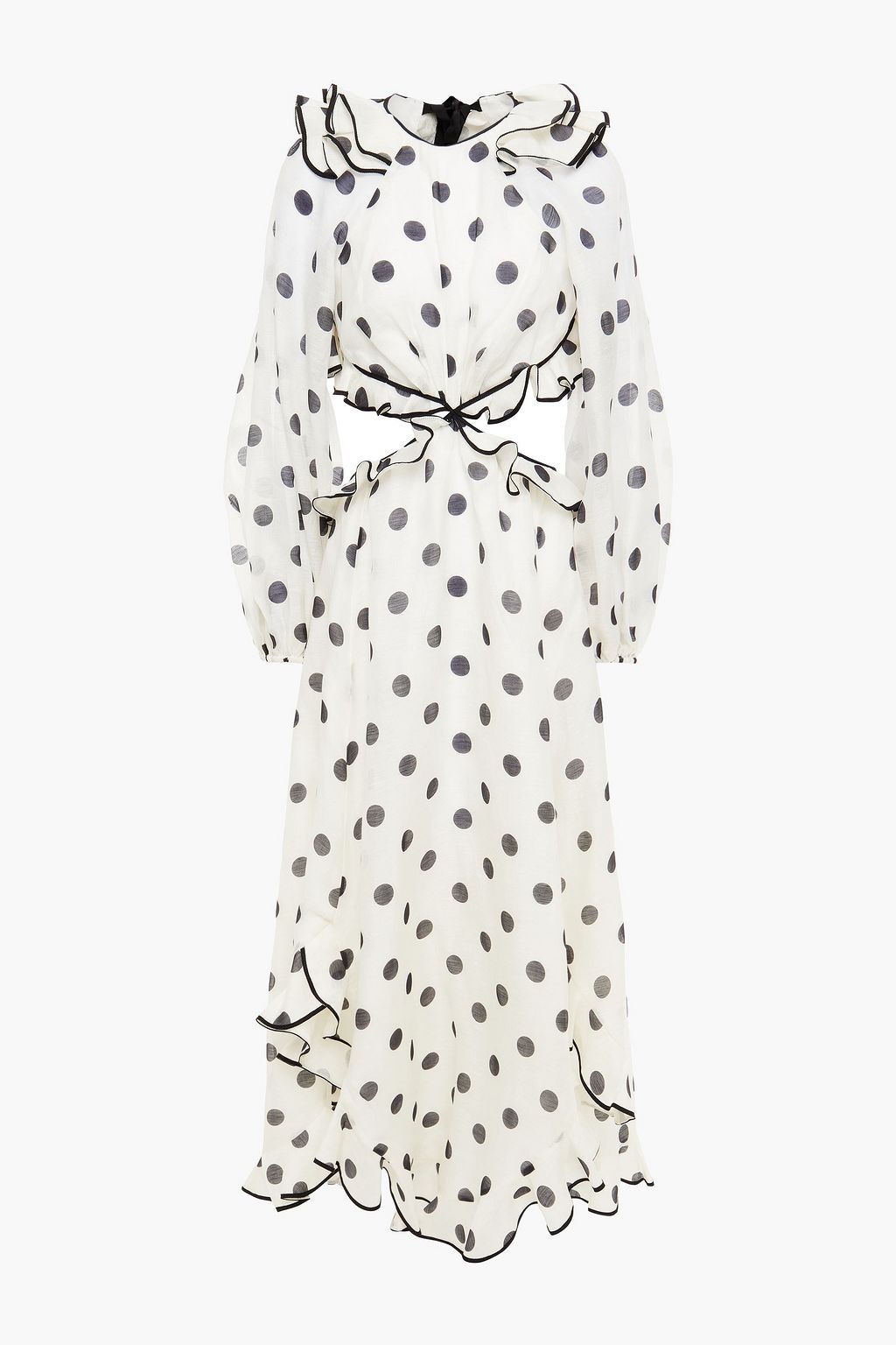 ZIMMERMANN Ruffled polka-dot linen and silk-blend midi dress | THE OUTNET