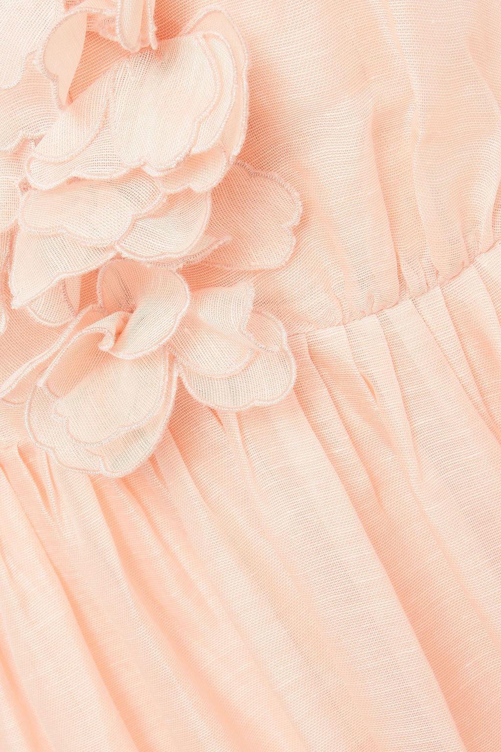 ZIMMERMANN Floral-appliquéd linen and silk-blend midi dress