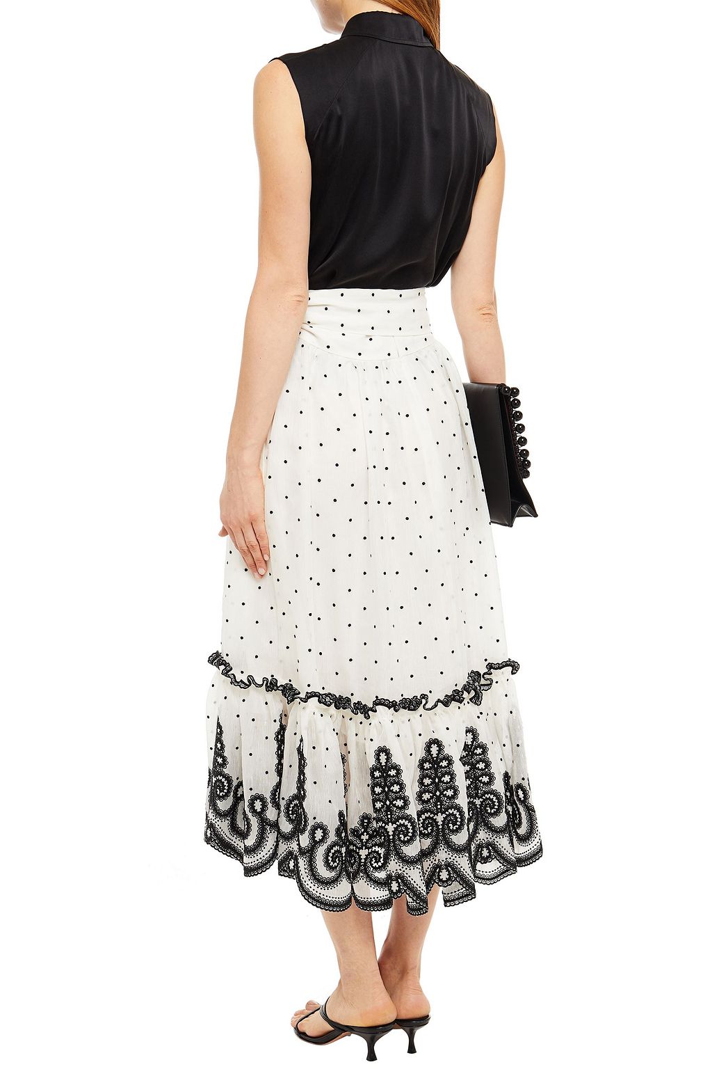 ZIMMERMANN Embroidered linen and silk-blend gauze midi skirt