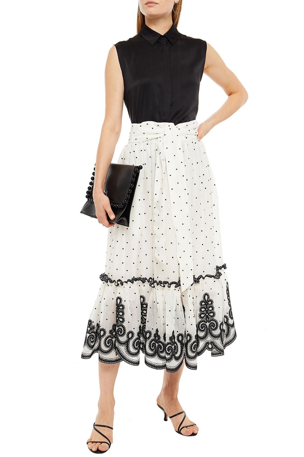 ZIMMERMANN Embroidered linen and silk-blend gauze midi skirt