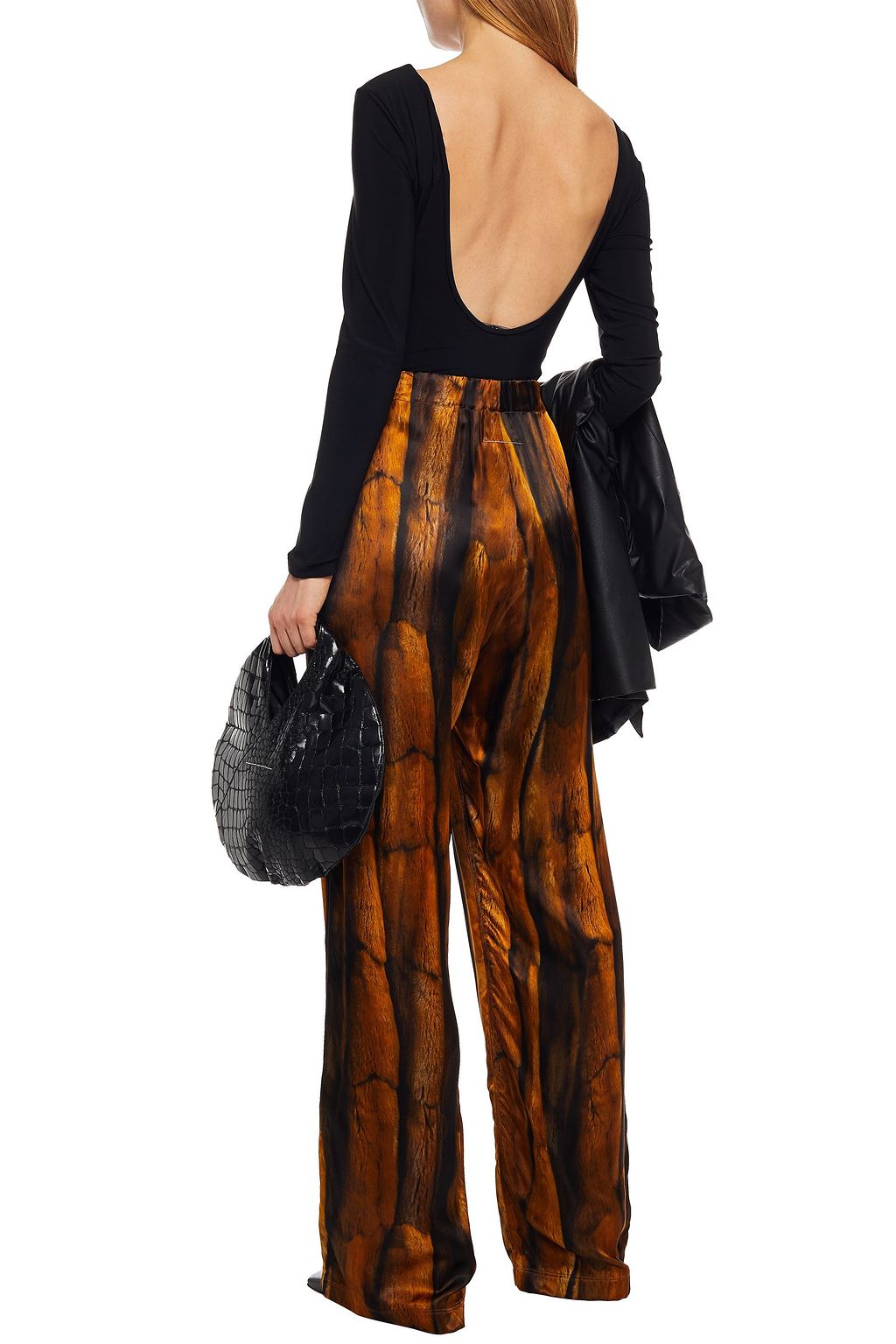 MM6 MAISON MARGIELA Printed satin-twill straight-leg pants