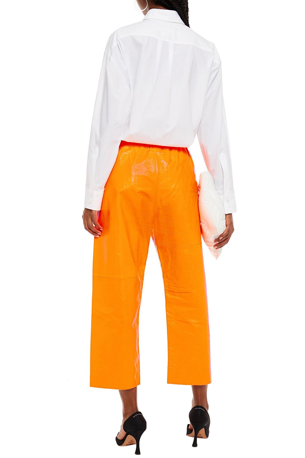 MM6 MAISON MARGIELA Cropped cracked patent-leather straight-leg pants