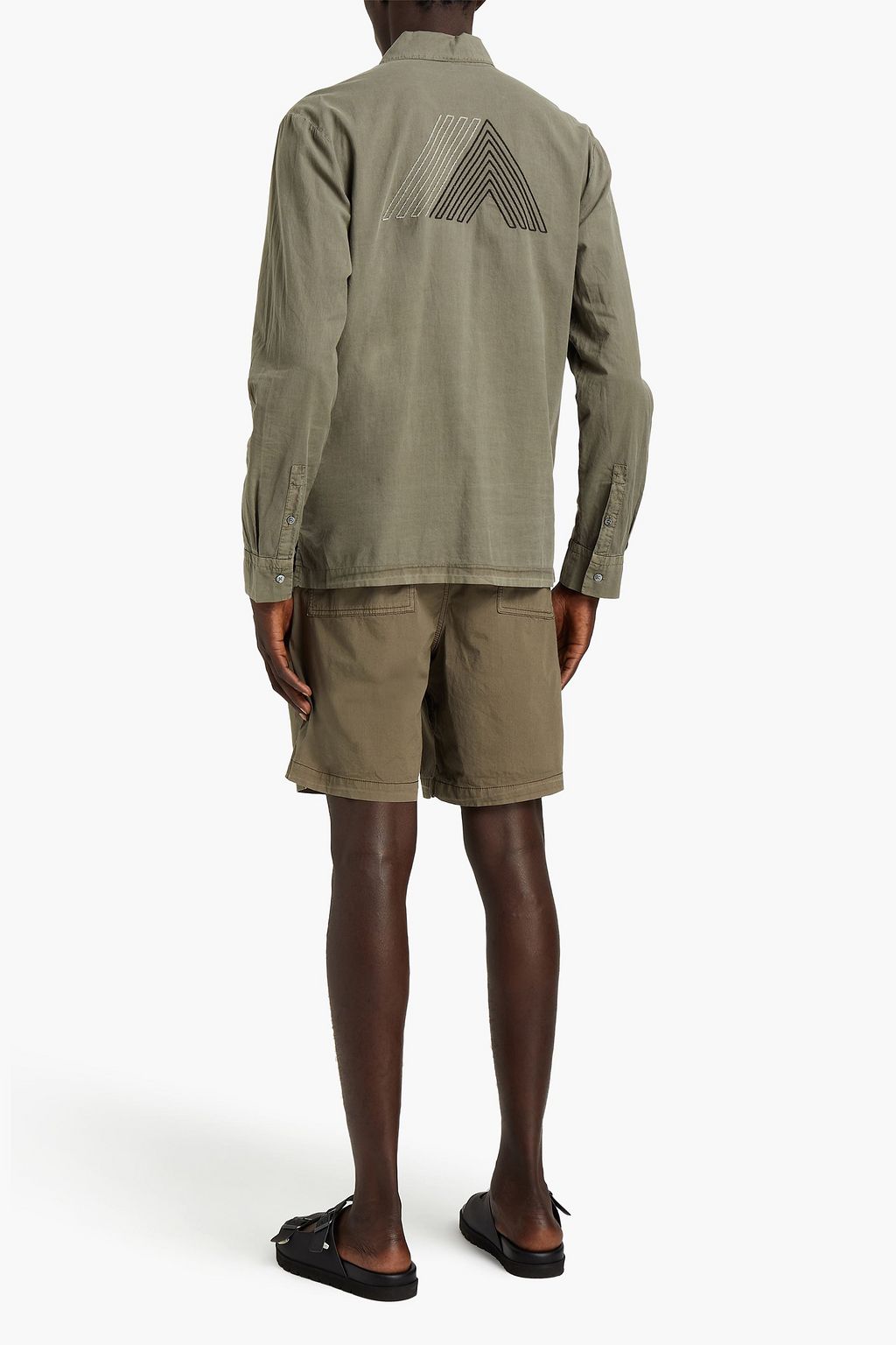 JAMES PERSE French cotton terry-paneled stretch-cotton poplin shorts