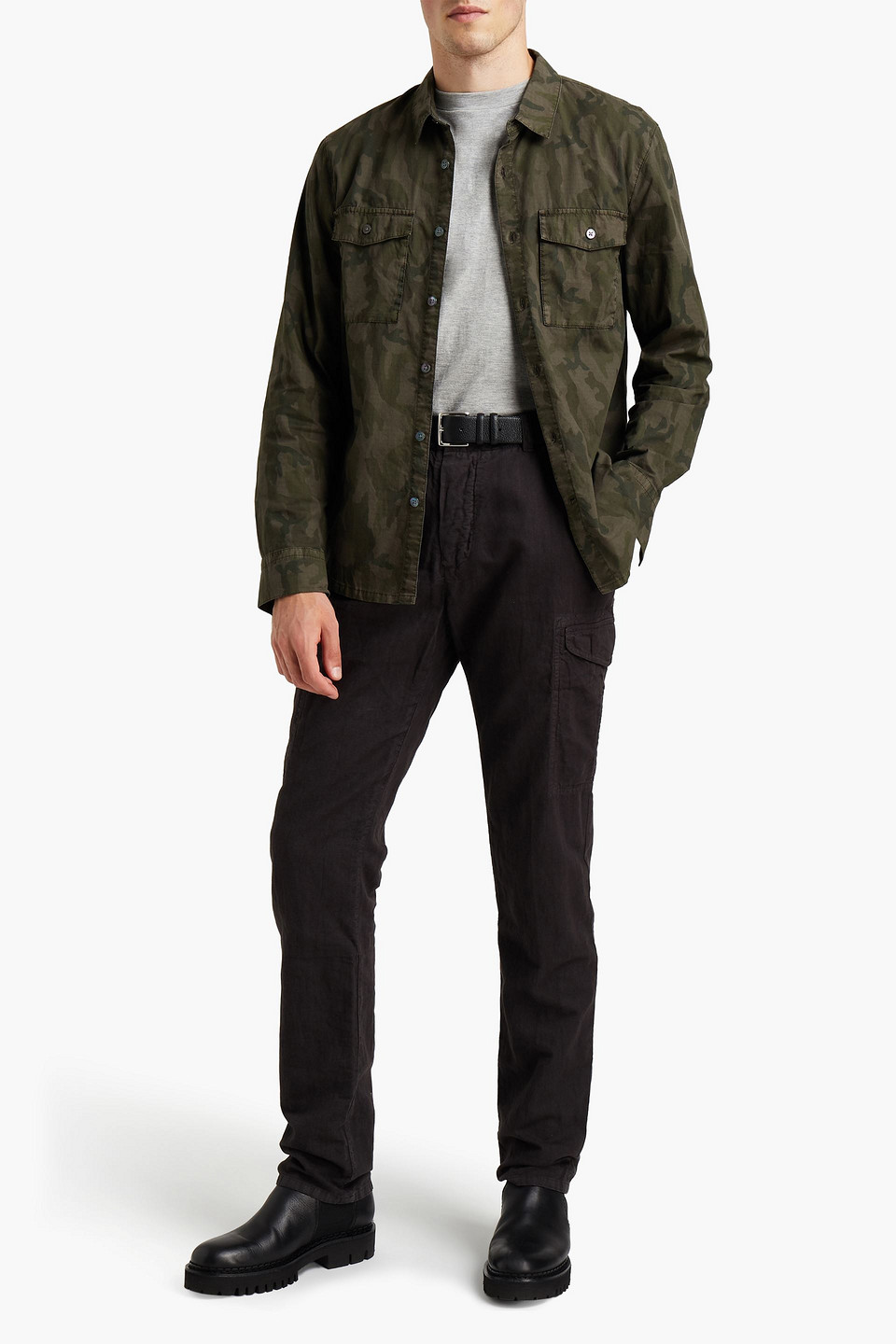 James Perse Man Slim-fit Linen And Cotton-blend Canvas Trousers In Green