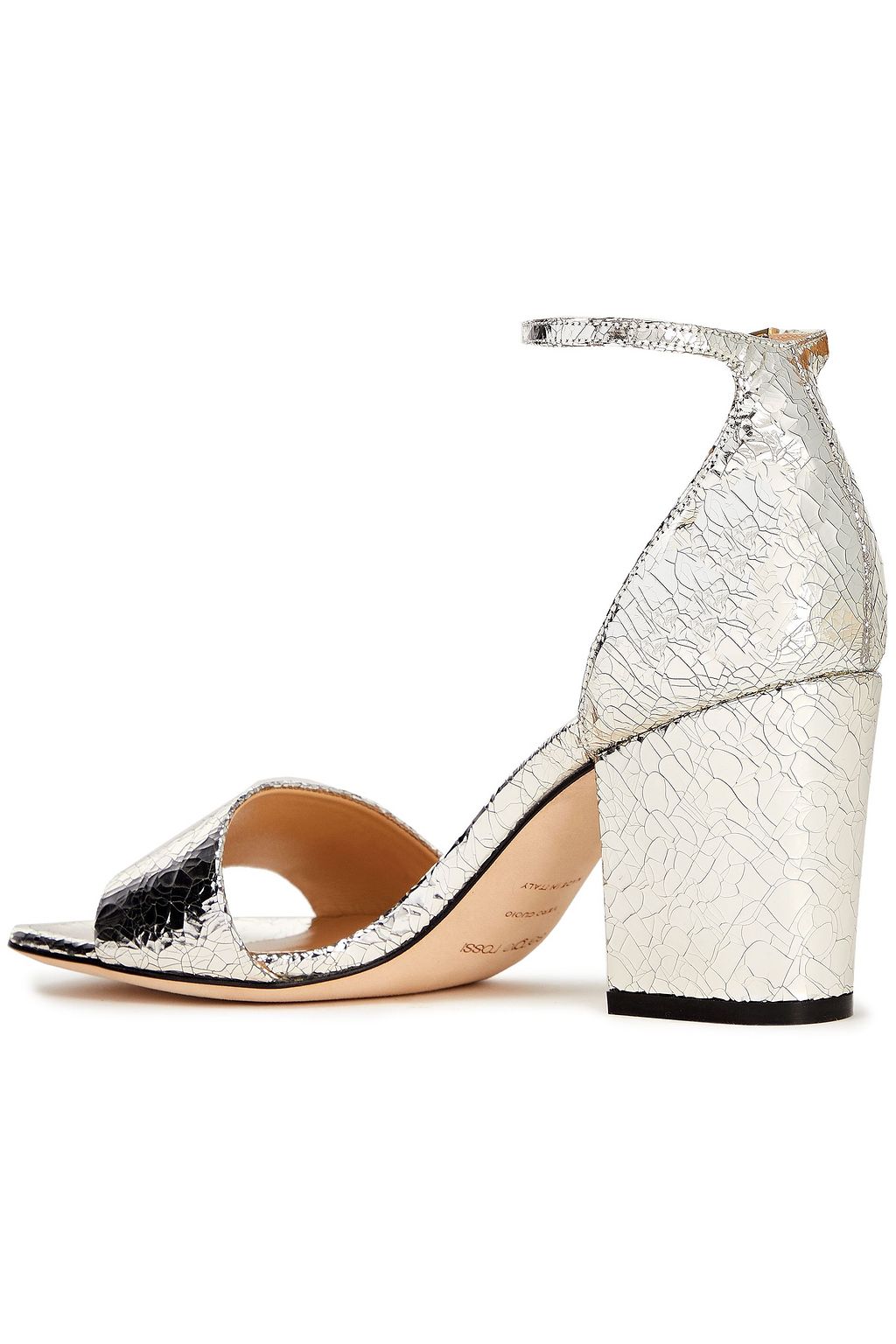 SERGIO ROSSI Metallic cracked-leather sandals