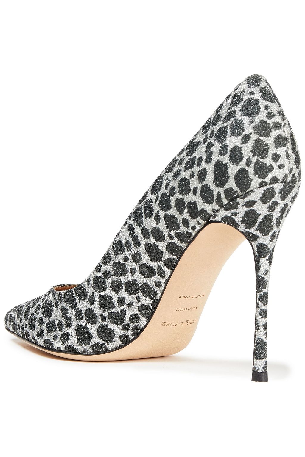 SERGIO ROSSI Godiva leopard-print glittered  leather pumps